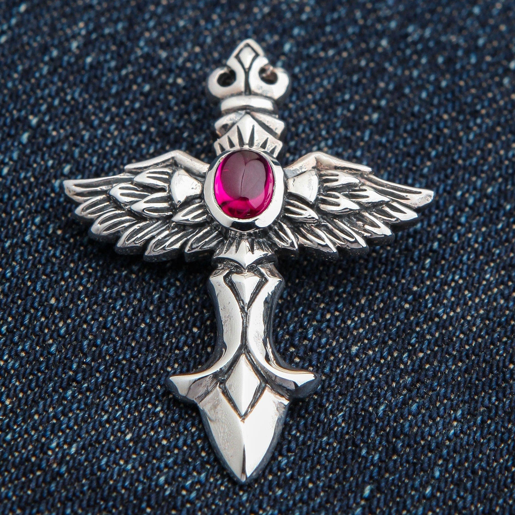 Red Angel Wings Gothic Pendant Necklace - 925 Sterling Silver Jewelry for Women - Perfect for Gothic Fashion, Halloween Costumes & Dark Romance Outfits