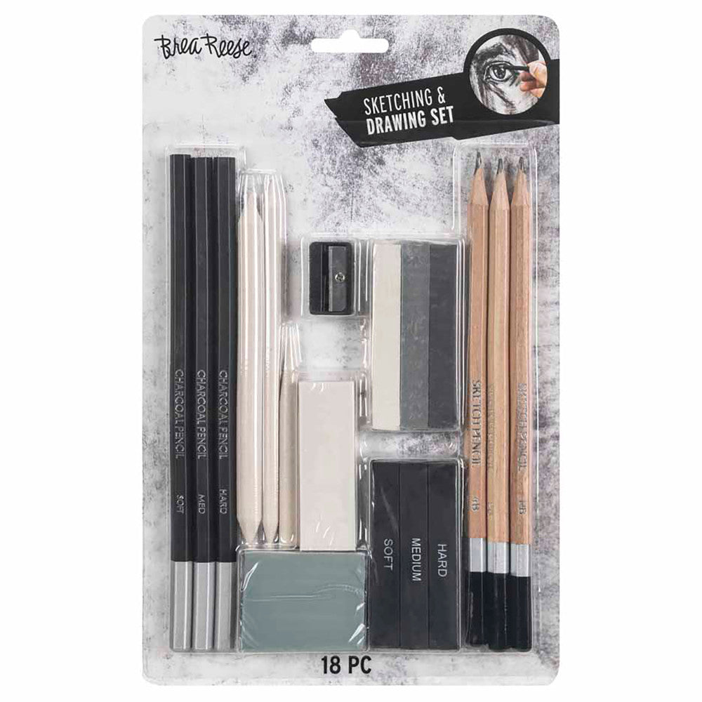 Brea Reese 18-Piece Beginners Sketch & Draw Art Set - Premium Drawing Kit for Artists & Students - Perfect for Sketching, Doodling & Art Classes
