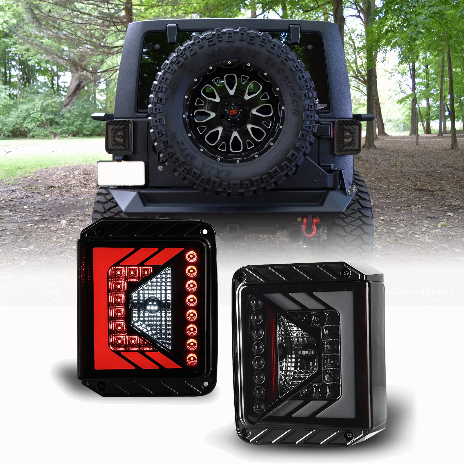 WOLFSTORM LED Tail Lights for 2007-2018 Jeep Wrangler JK/JKU - Black Smoke Lens Replacement Pair - Off-Road & Night Driving Safety Lights