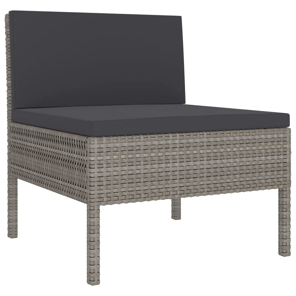 vidaXL 6-Piece Patio Lounge Set with Cushions - Weather-Resistant Poly Rattan Outdoor Furniture Set with Removable Washable Cushion Covers in Anthracite Gray - Perfect for Garden, Poolside, and Backyard Relaxation