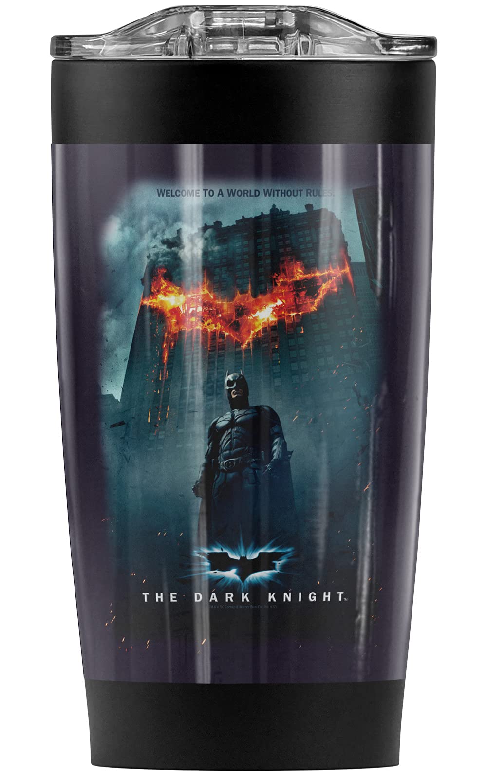 Batman Dark Knight Stainless Steel Tumbler 20 oz - Vacuum Insulated Coffee Travel Mug with Leakproof Lid - Double Wall Insulation for Hot & Cold Drinks - Perfect for Office, Gym, Camping & Car Commute
