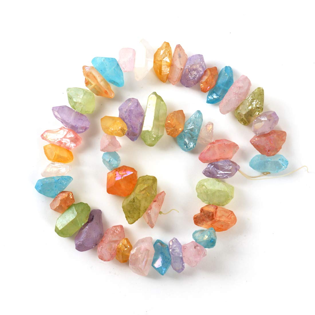 Natural Raw Healing Crystal Quartz Nugget Drilled Gemstone Loose Beads - 15 Inch Chakra Rainbow AB Titanium Coated Spacer Beads for Jewelry Making & DIY Crafts - Perfect for Meditation, Energy Healing & Spiritual Gifts