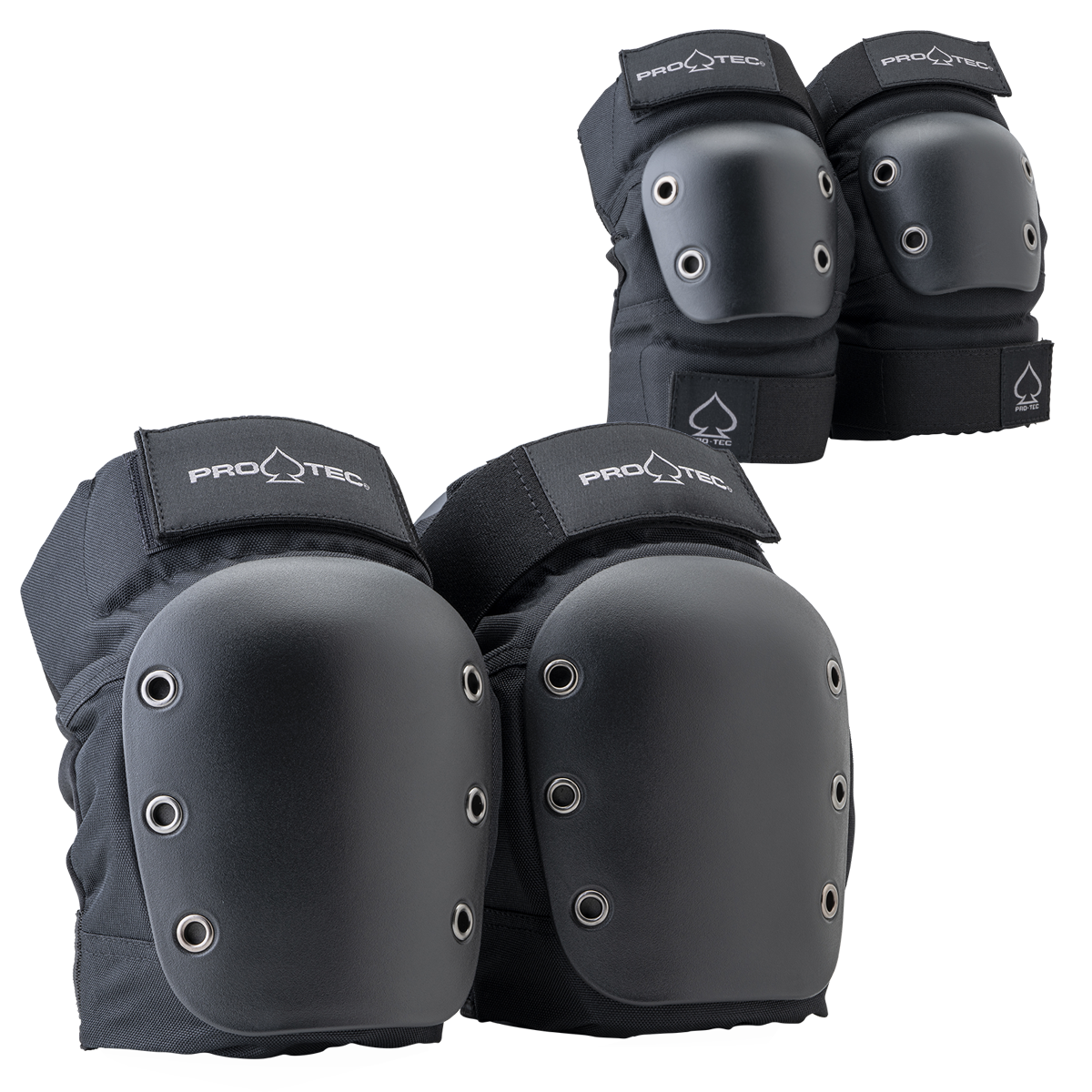 STREET KNEE & ELBOW PAD SET - Open Back Design - Black - Perfect for Skateboarding, Rollerblading & BMX Riding