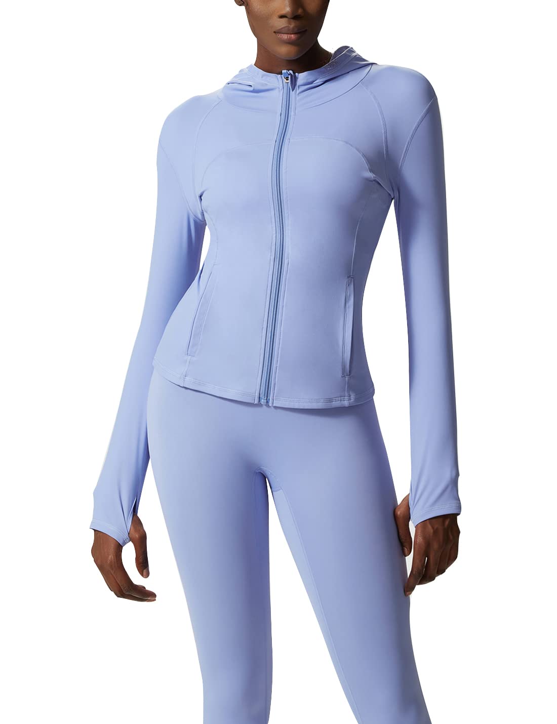 Gacaky Women's Lightweight Sweat-Wicking Breathable Hooded Full Zip Running Jacket - Perfect for Jogging, Gym Workouts & Outdoor Sports
