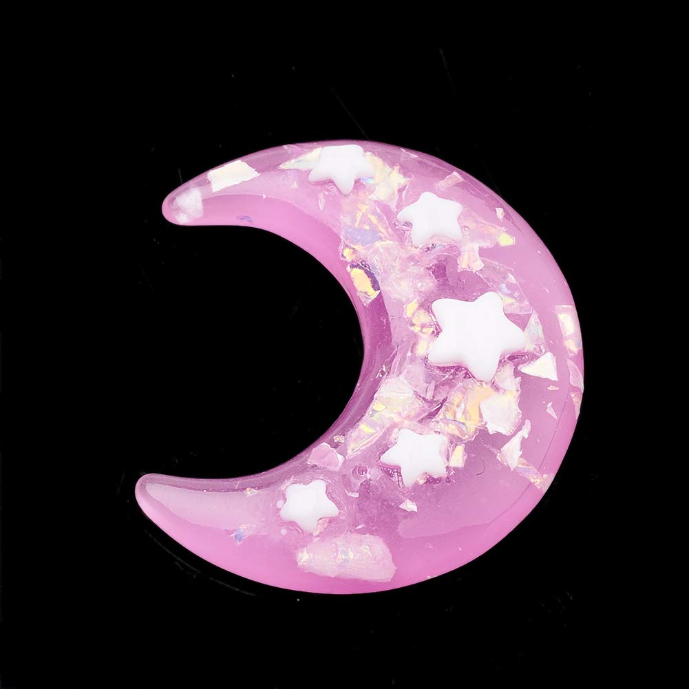 Craftdady 10pcs Moon and Star Resin Cabochons - 36x31mm Flatback Crescent Beads for DIY Jewelry Making, Scrapbooking, Card Embellishments - Perfect for Handmade Crafts, Home Decor & Gift Projects