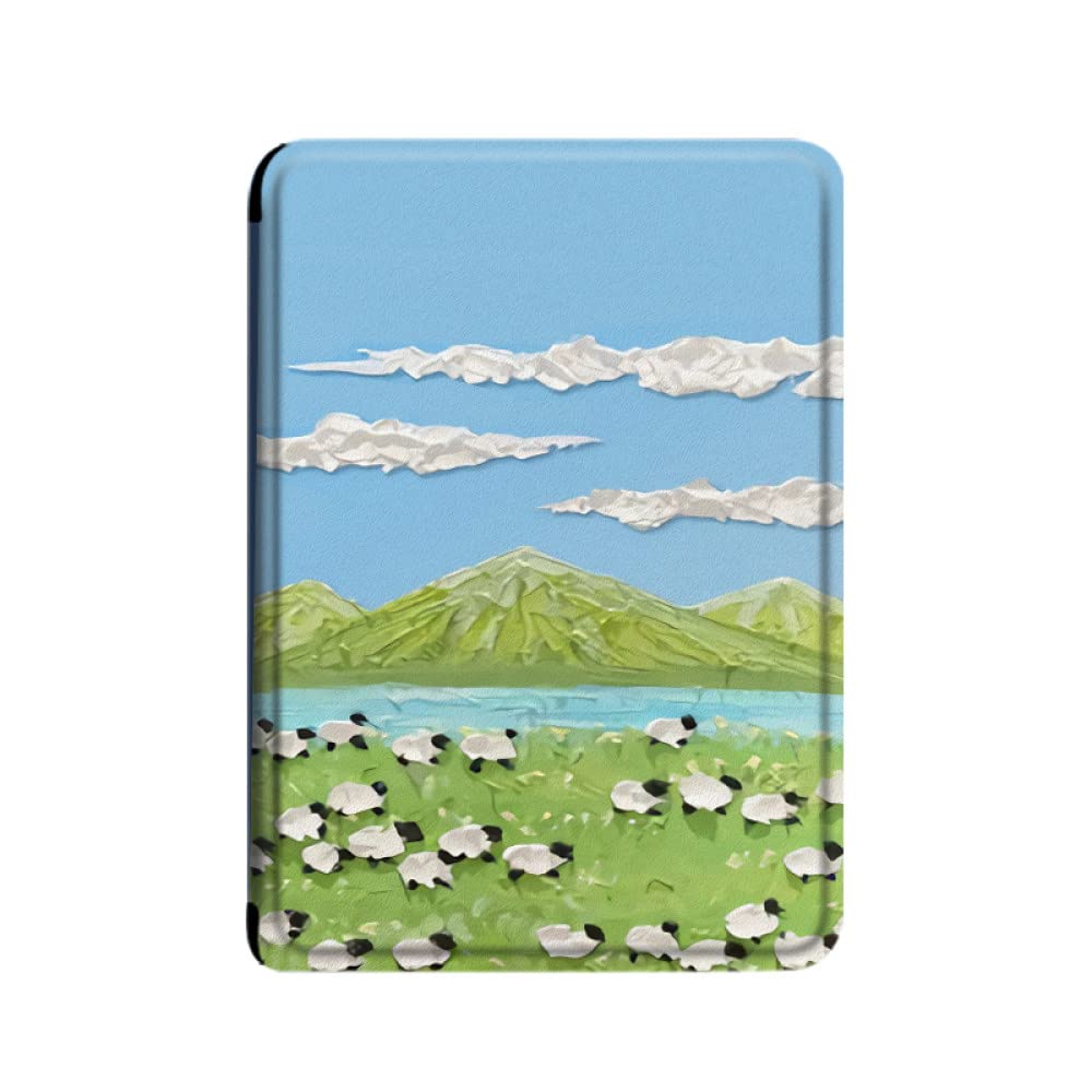 Premium Slimshell Lightweight Protective Cover for Kindle Oasis (7 Inch) - Compatible with 9th & 10th Gen (2017-2019 Release) - Elegant Painting Flock Landscape Design in Green - Perfect for Reading, Traveling, and Daily Commute