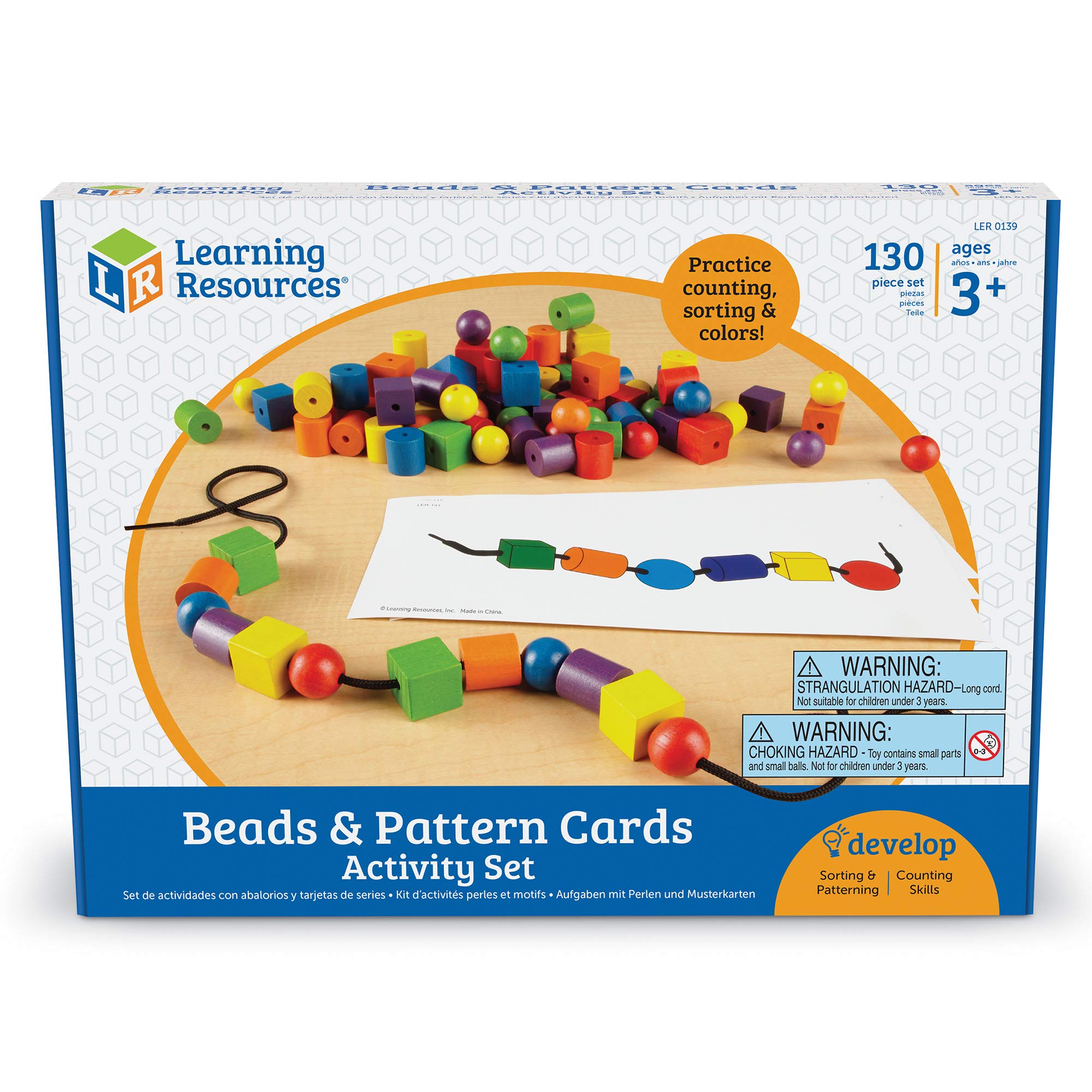 Learning Resources Beads and Patterns Card Set - 130 Piece Educational Toy for Kids Ages 3+, Fine Motor Skills Activity, Classroom Teacher Supplies, Back to School Essentials - Perfect for Preschool Learning, Homeschool Activities & Occupational Therapy Games