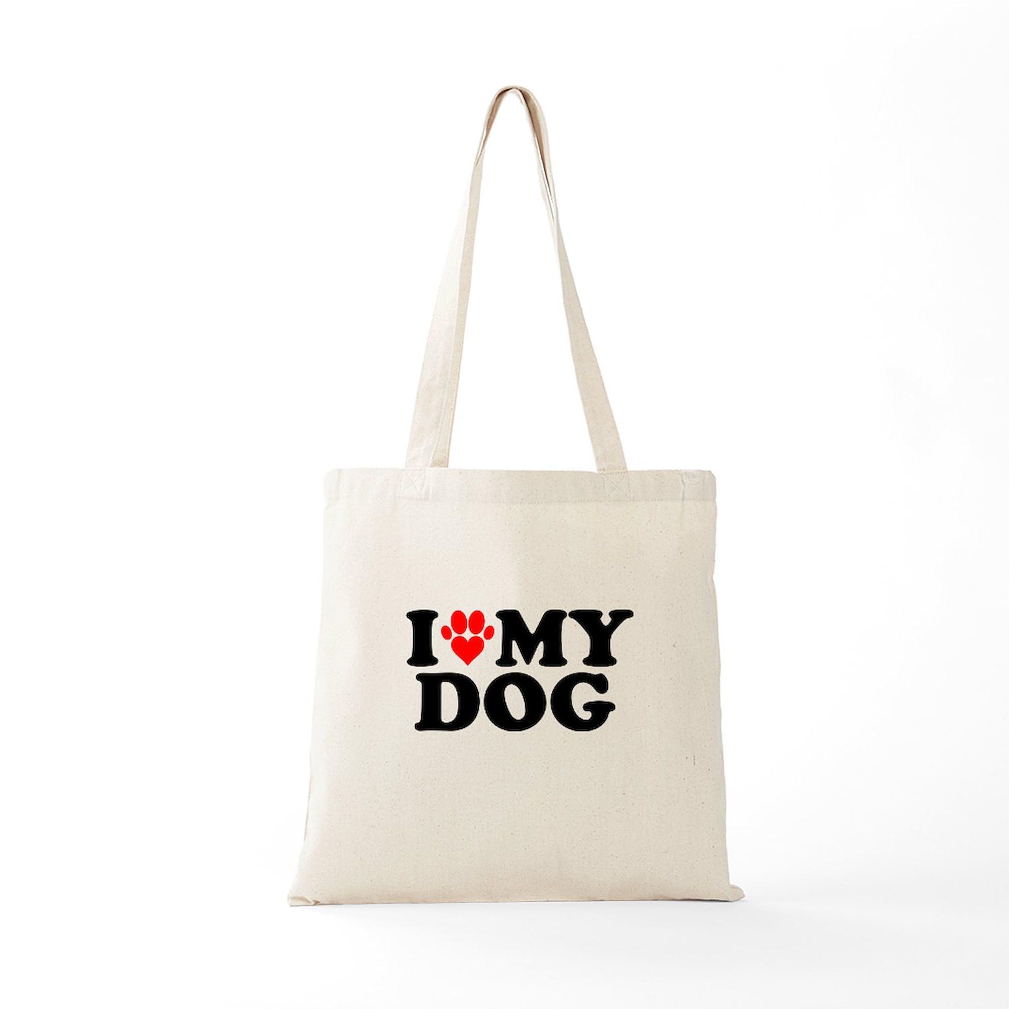 I Heart My Dog Tote Bag - Natural Canvas Reusable Shopping Bag for Dog Lovers - Perfect for Groceries, Beach Trips & Pet Supplies