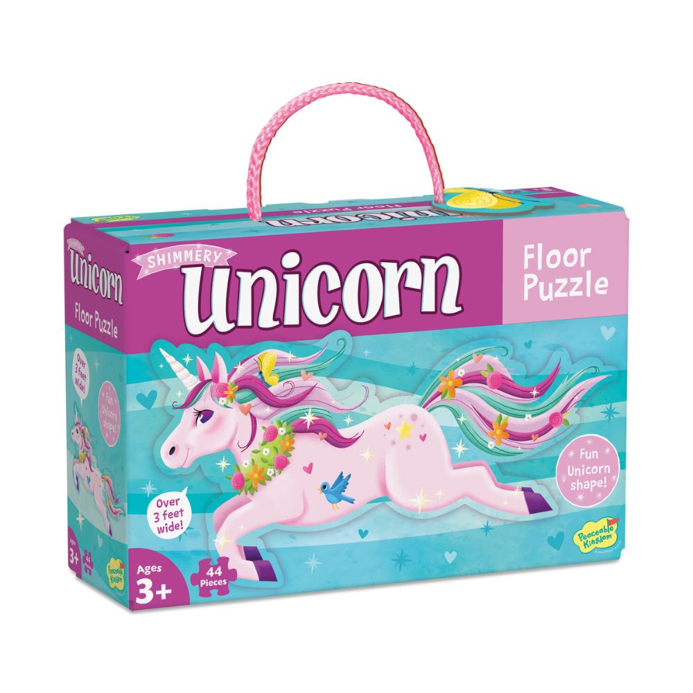 Peaceable Kingdom Shimmery Unicorn Floor Puzzle for Kids - 48-Piece Glittering Unicorn Jigsaw Puzzle for Children's Room Decor & Educational Playtime