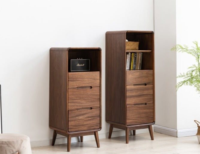 Solid Black Walnut Wood Side Cabinet - Rustic Nightstand, Entryway Storage, or Bathroom Organizer - Handcrafted for Home & Office Decor