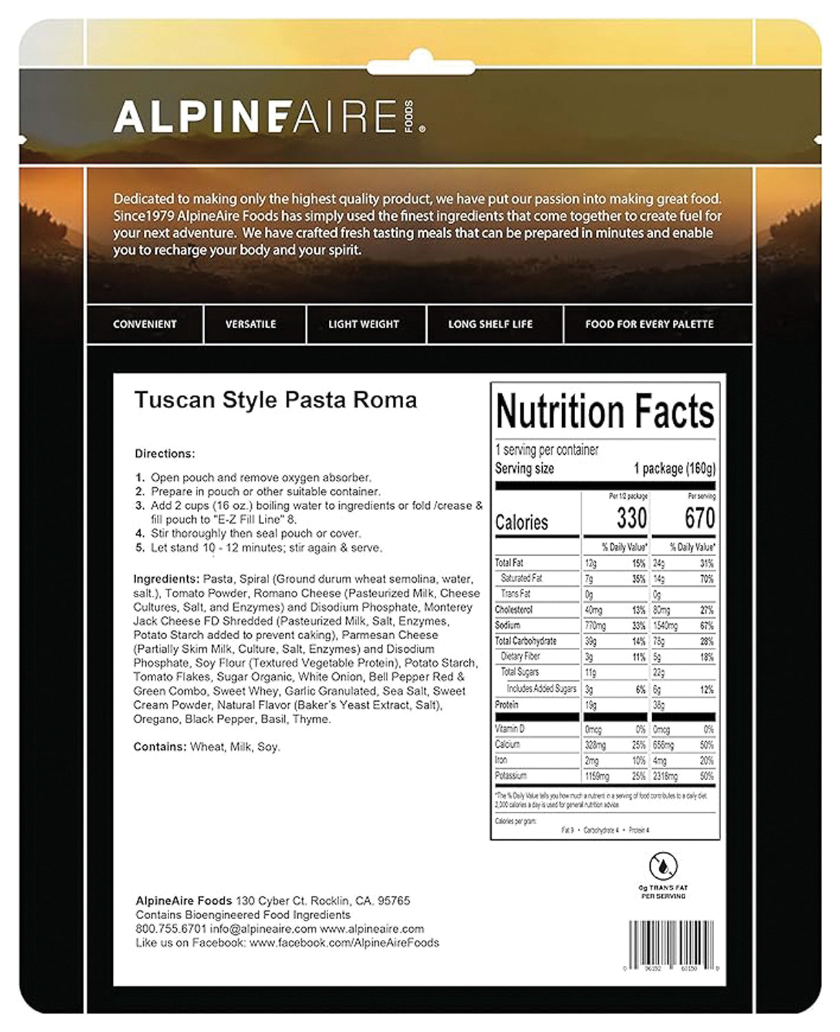 Alpine Aire Tuscan Style Pasta Roma - Authentic Italian Pasta for Home Cooking | Perfect for Family Dinners, Italian-Themed Parties & Gourmet Meals