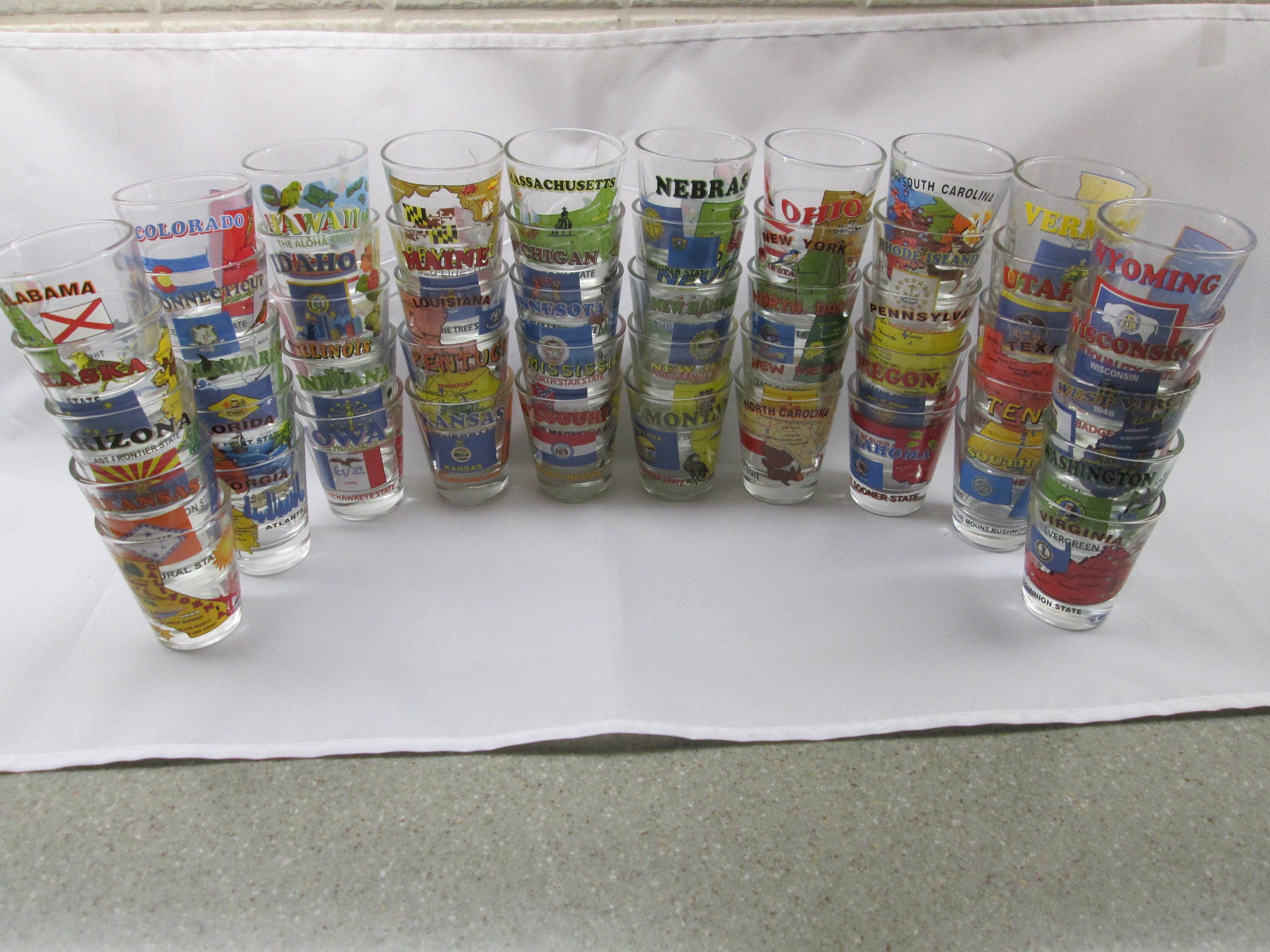 50 States Souvenir Shot Glass Set - Alabama AL to Wyoming WY (50 Pieces) - Perfect for Collectors, Travel Lovers & Bar Decor
