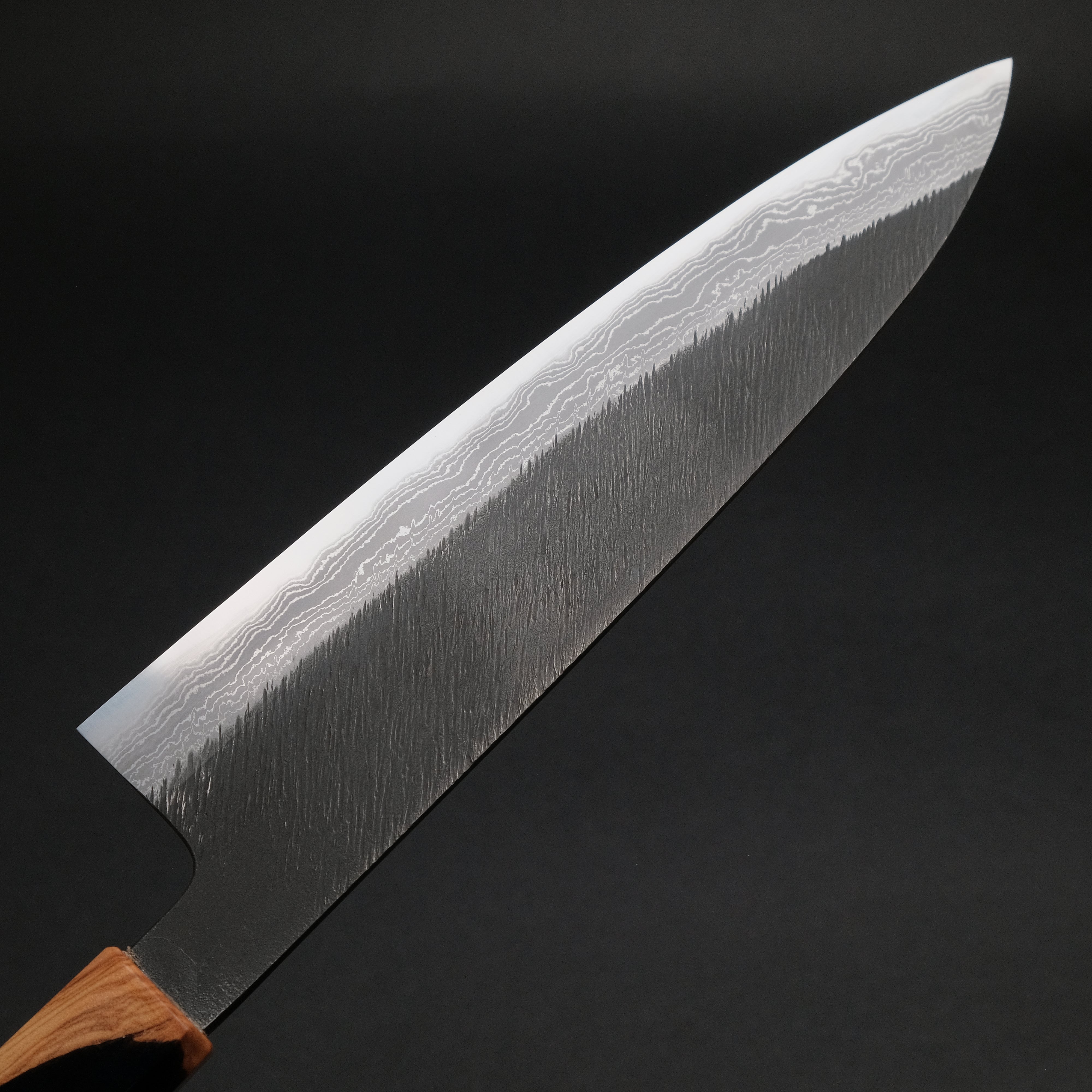Ajikataya White #2 Matsuba Damascus Gyuto 210mm Japanese Chef Knife with Olive Wood & Resin Handle - Premium Kitchen Knife for Sushi, Meat Cutting & Professional Cooking (#11)