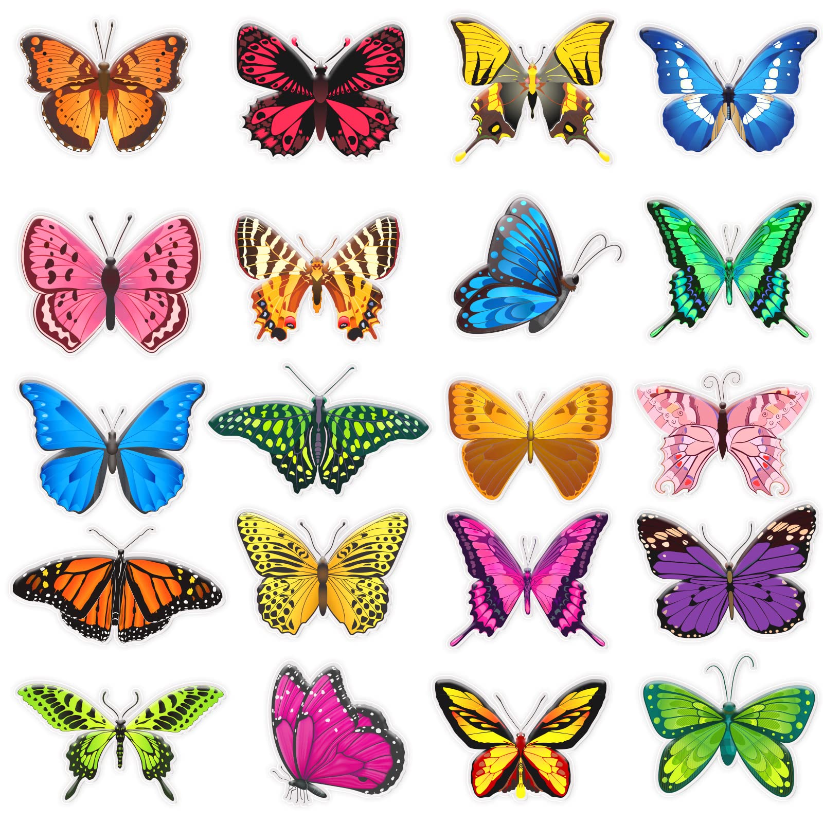 20 PCS Realistic Butterfly Window Clings - Thick Gel Decals for Kids, Toddlers & Adults - Removable & Reusable Stickers for Home, Classroom, Nursery, Party Decor - Perfect for Spring Decorations, Baby Showers & Birthday Parties
