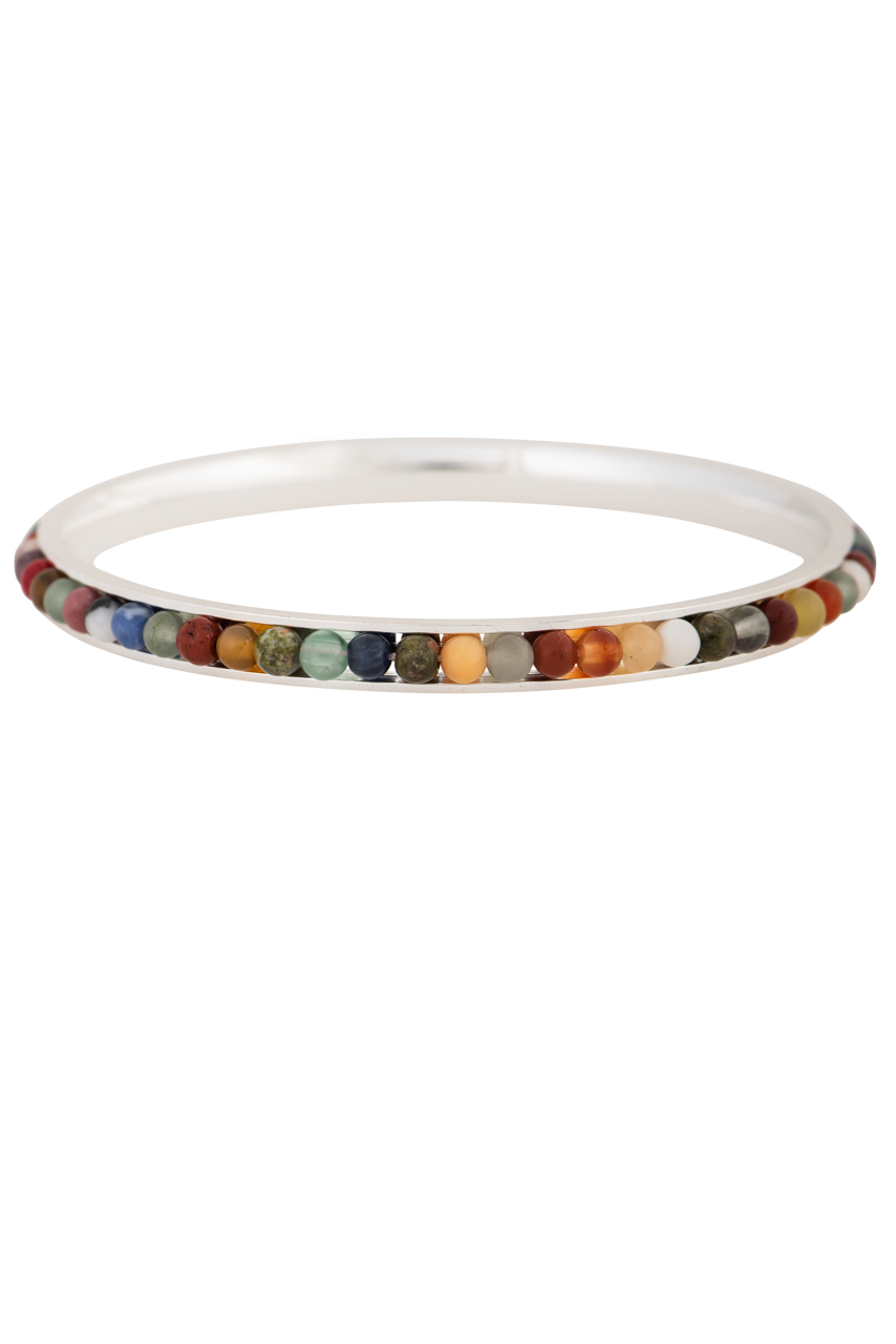 Paige Wallace Multi Stone Bangle Bracelet for Women - Elegant Stackable Beaded Jewelry Gift for Birthday, Anniversary & Special Occasions