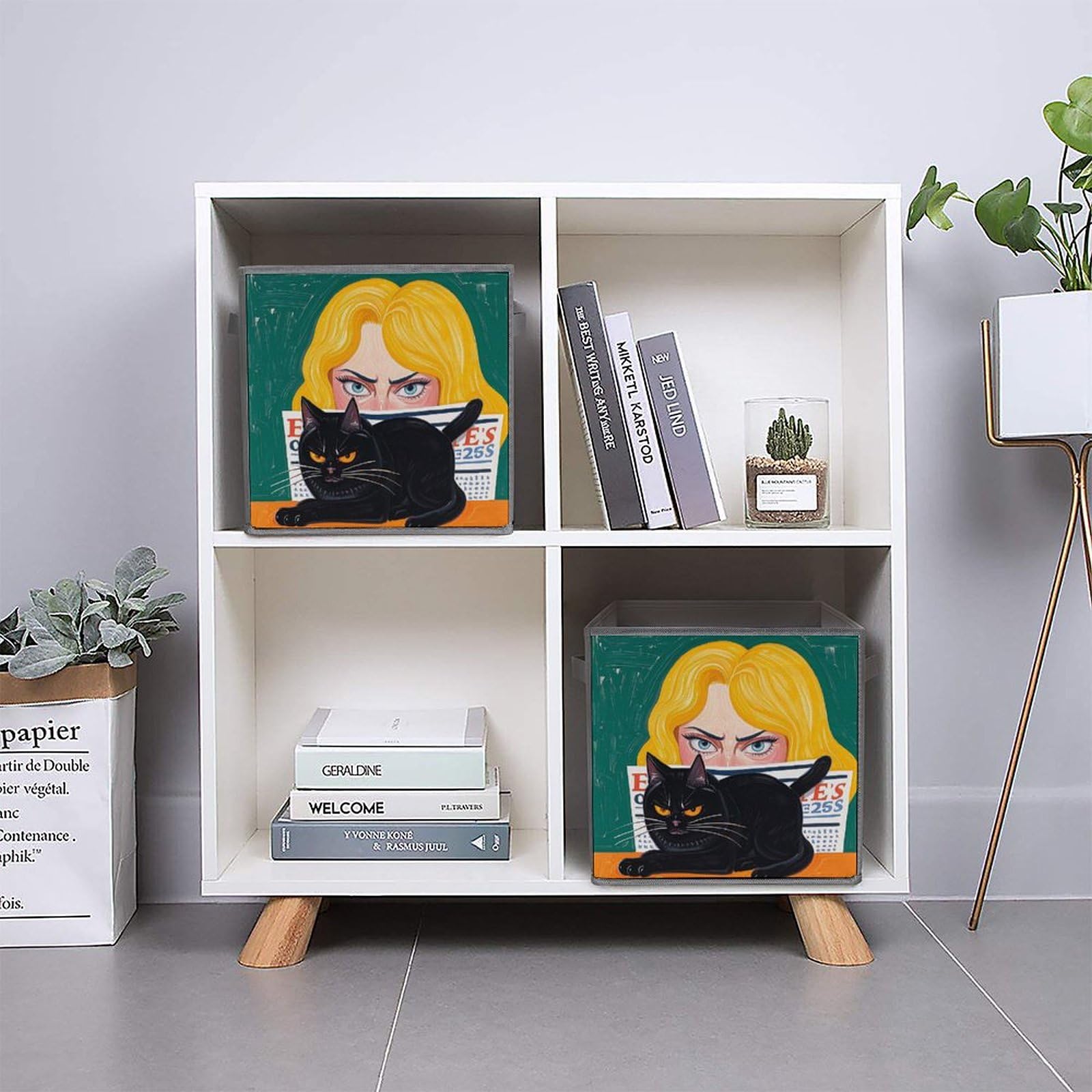 6PCS Foldable Storage Bins with Handles - Large Capacity Scary Woman Printed Storage Boxes & Cubes for Playroom, Office, Home Organization | Perfect for Kids' Toys, Books, Clothes & Household Items Storage