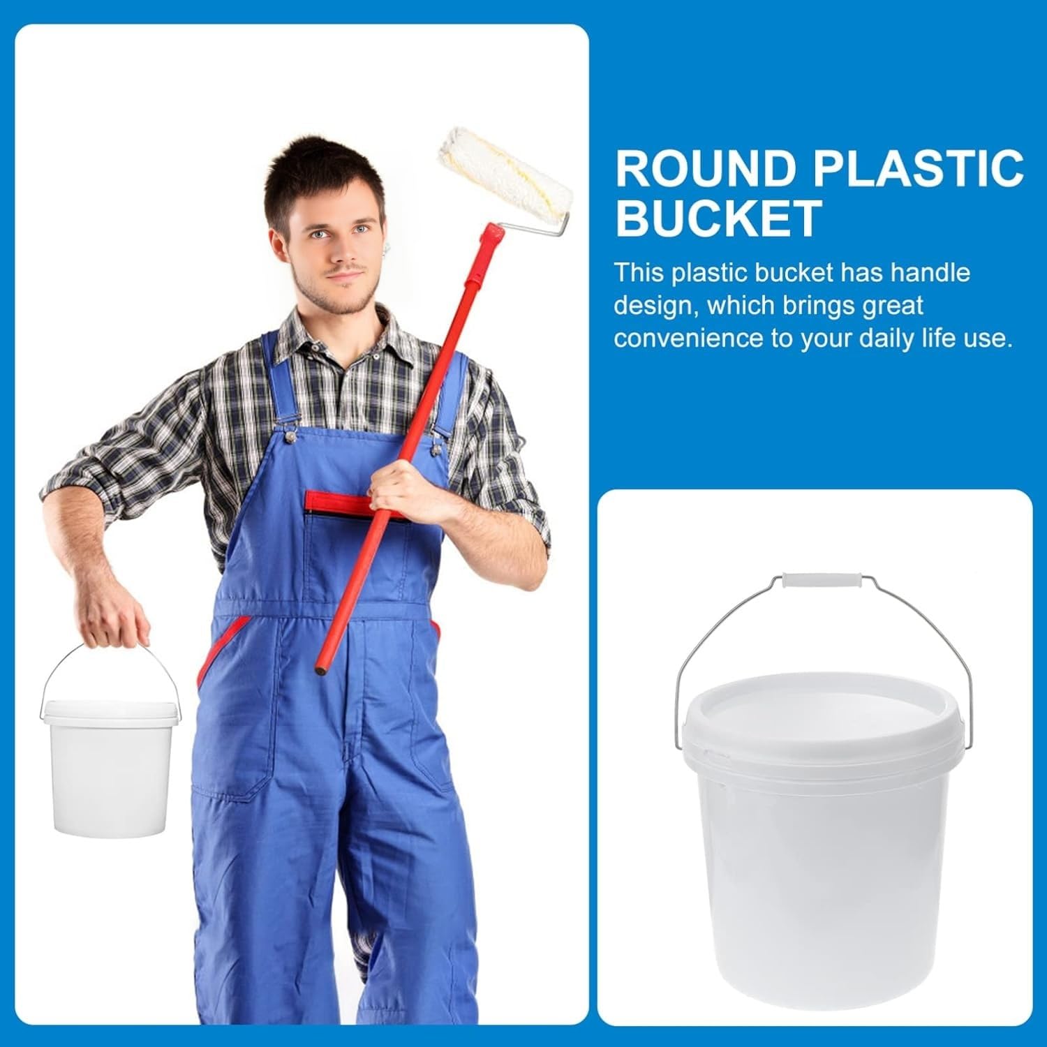 ATERET 2 Gallon White Pail with Lid - Durable Food Grade BPA-Free Plastic Bucket - Multi-Purpose Storage Container (12 Pack) - Ideal for Food Storage, Home Organization & DIY Projects