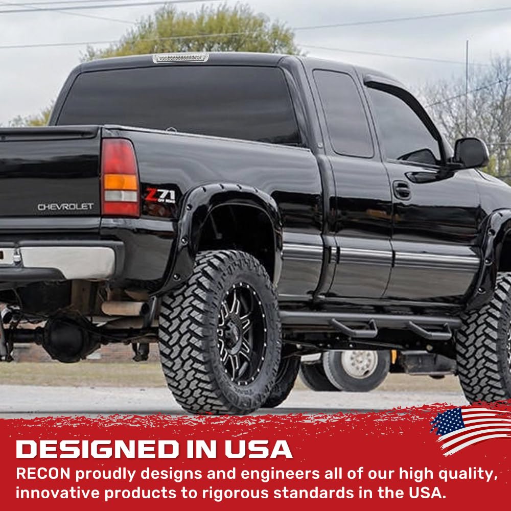 RECON Clear 3rd Brake Light Kit with Red & White LED Lights - Compatible with 1999-2006 GMC Sierra & Chevy Silverado 1500/2500/3500 Models - Clear Lens for Enhanced Visibility & Style - Perfect for Truck Upgrades & Nighttime Safety