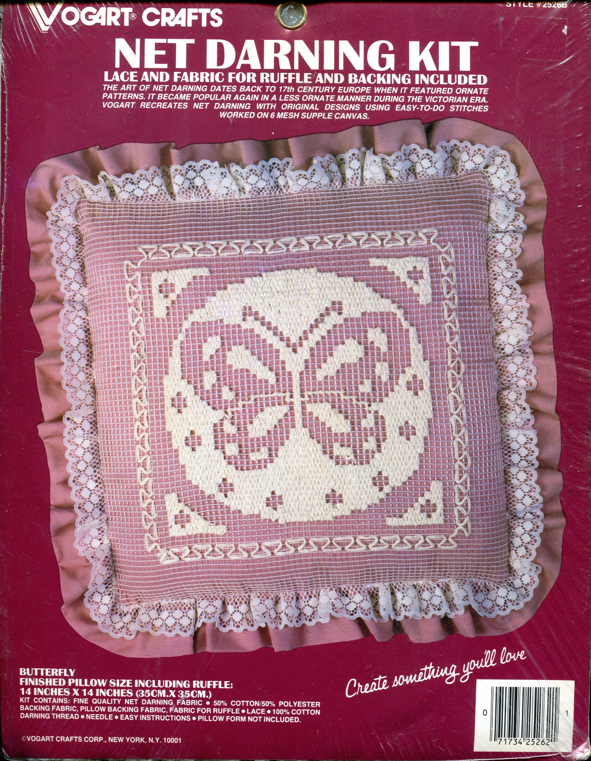 Vogart Crafts Net Darning Butterfly Pillow Kit - DIY Embroidery Kit for Beginners & Adults - Perfect for Home Decor, Gifts & Craft Projects