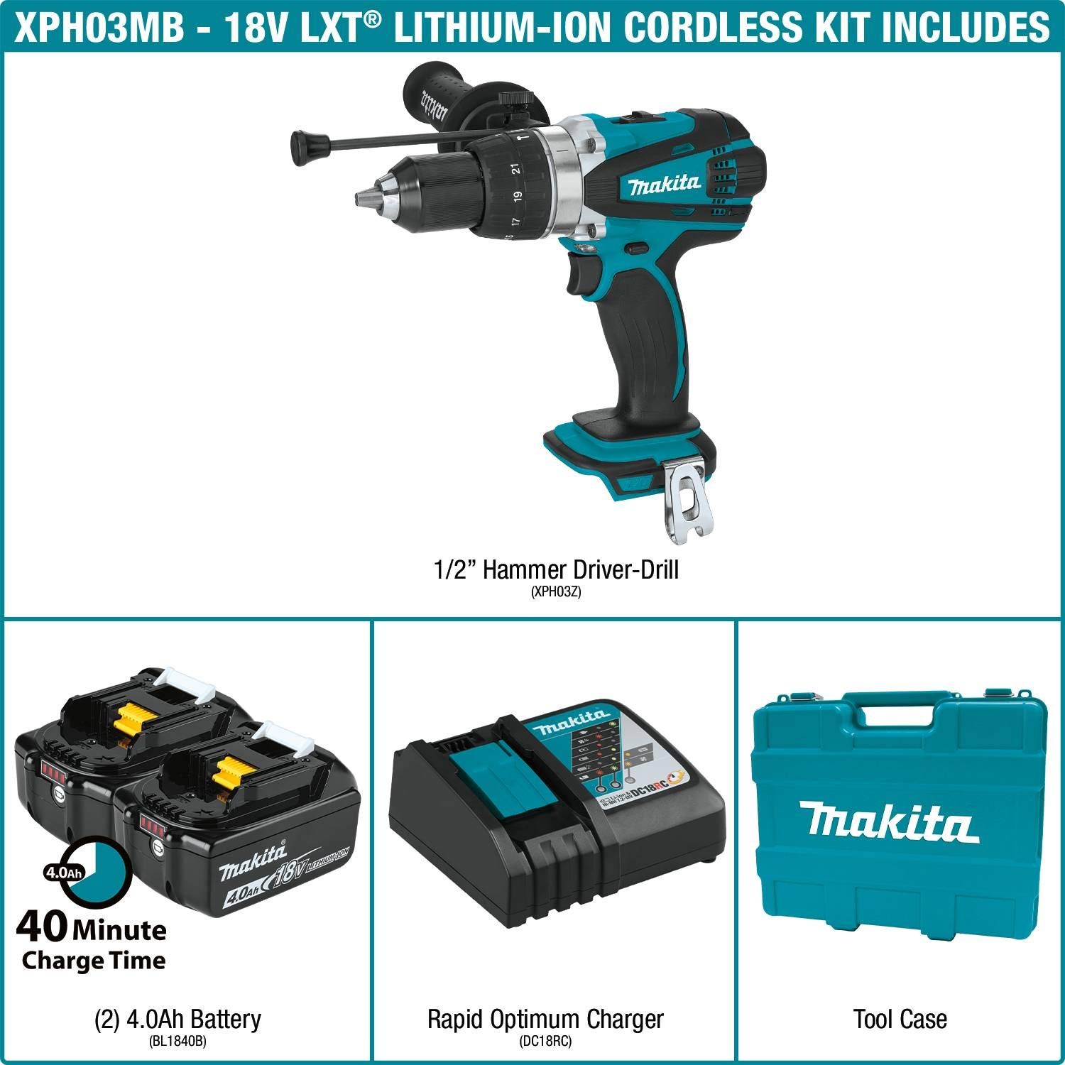 Makita XPH03MB 18V LXT® Lithium-Ion Cordless 1/2