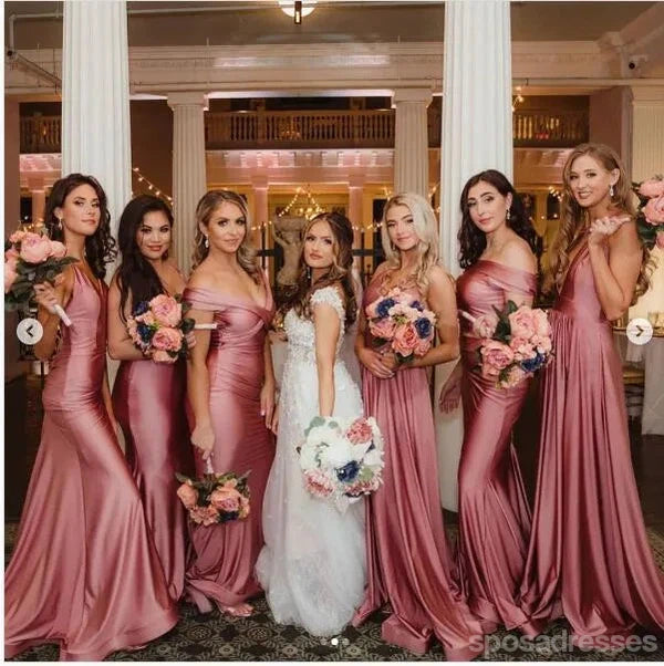 Mismatched Mermaid Dusty Rose Long Bridesmaid Dresses Gown - Elegant Formal Wear for Weddings, Prom & Special Occasions | WG1119