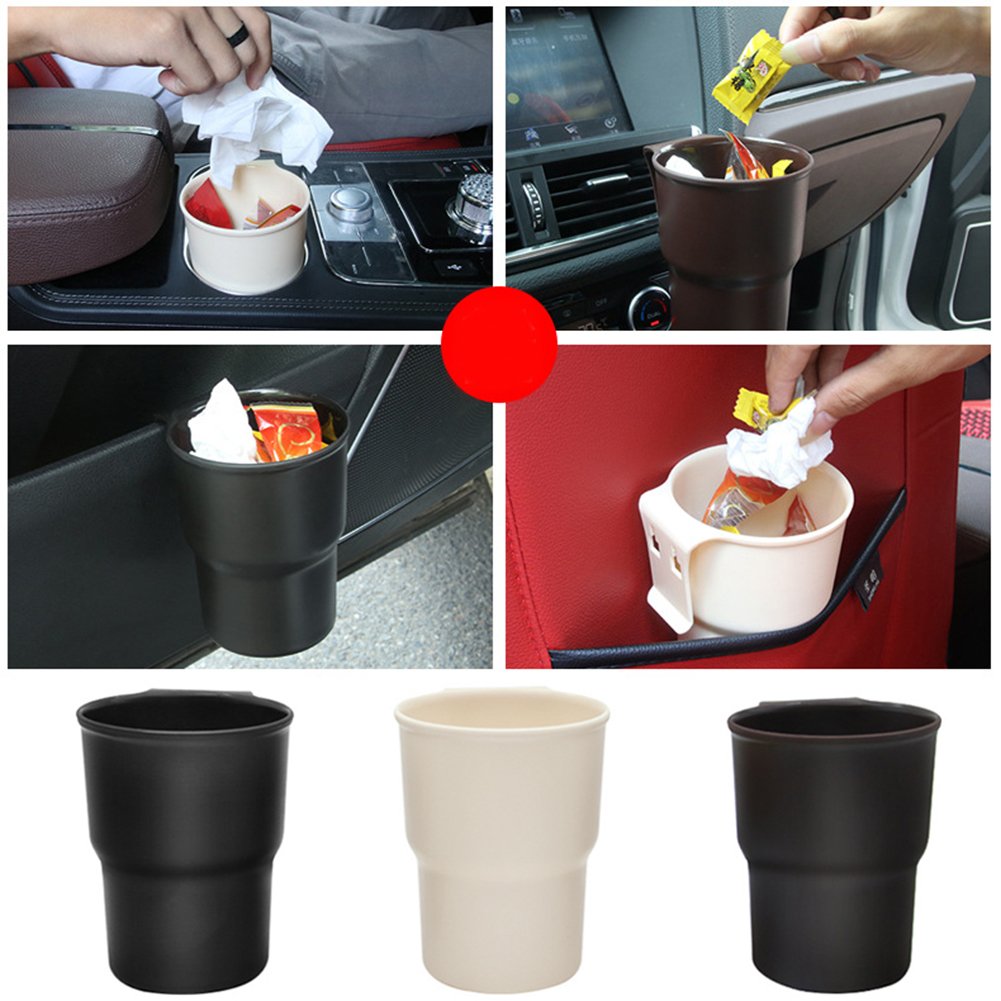 Multi-Function Car Trash Can with Lid - Mini Wheelie Storage Bin for Car Organizer, Auto Change Holder & Vehicle Garbage Container - Perfect for Road Trips, Commuting & Car Cleaning