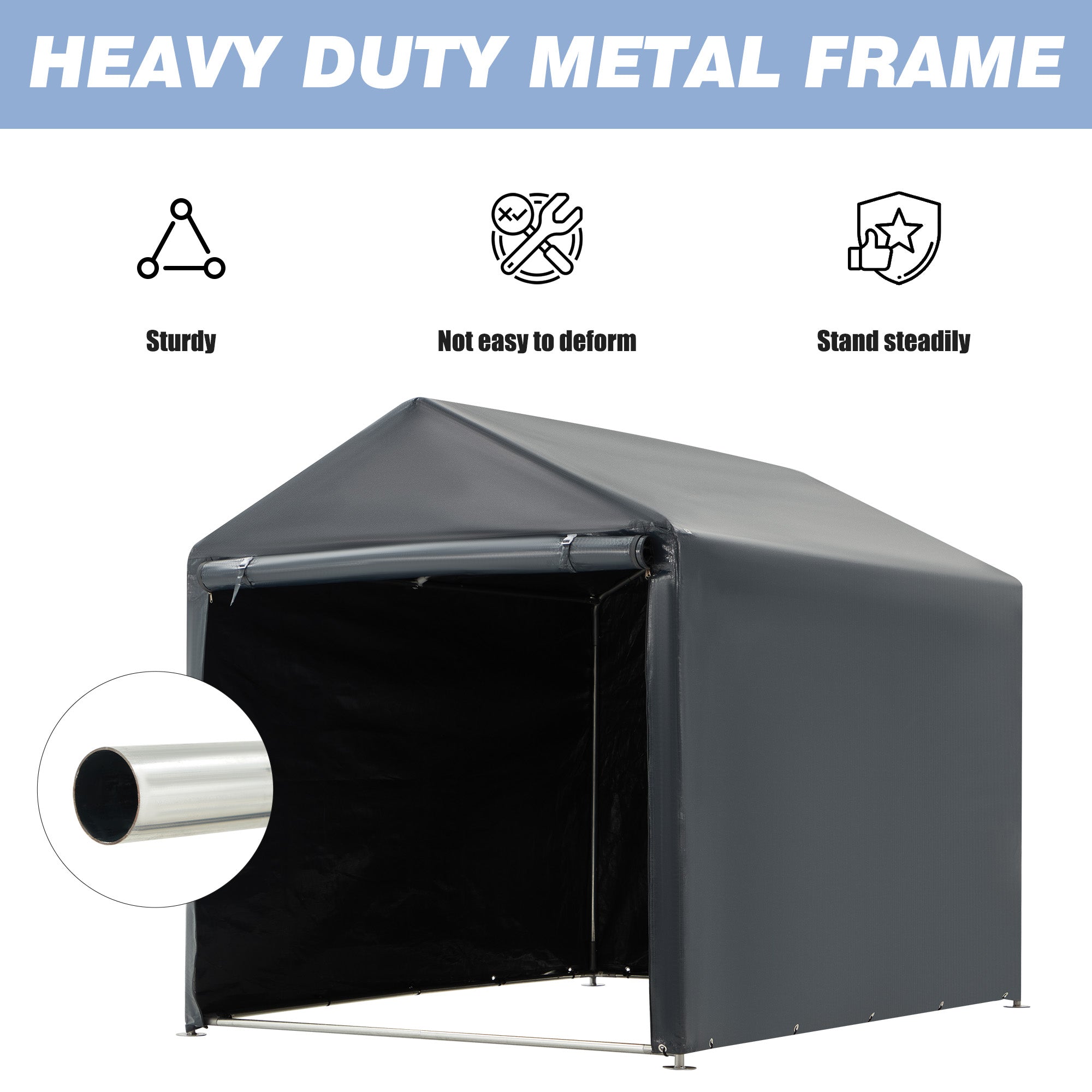 EROMMY 5' x 7' Heavy Duty Portable Storage Shed with Rolled Zipper Door - Waterproof Outdoor Canopy for Garden, Patio & Backyard Storage | Perfect for Tools, Equipment & Seasonal Items