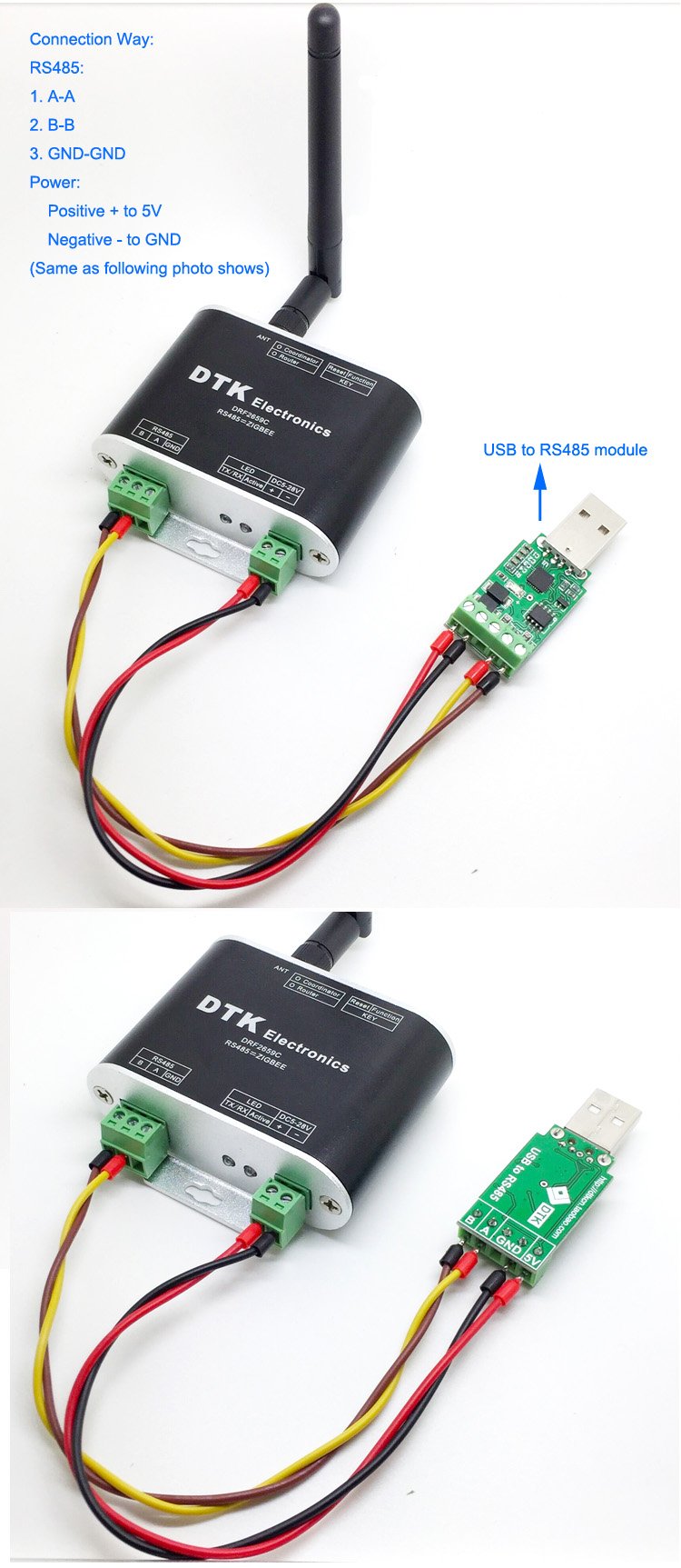 RS485 to ZigBee Wireless Module with CC2630 Chip & Antenna | Serial Port Data Transparent Transmission for Smart Home & Industrial IoT Applications