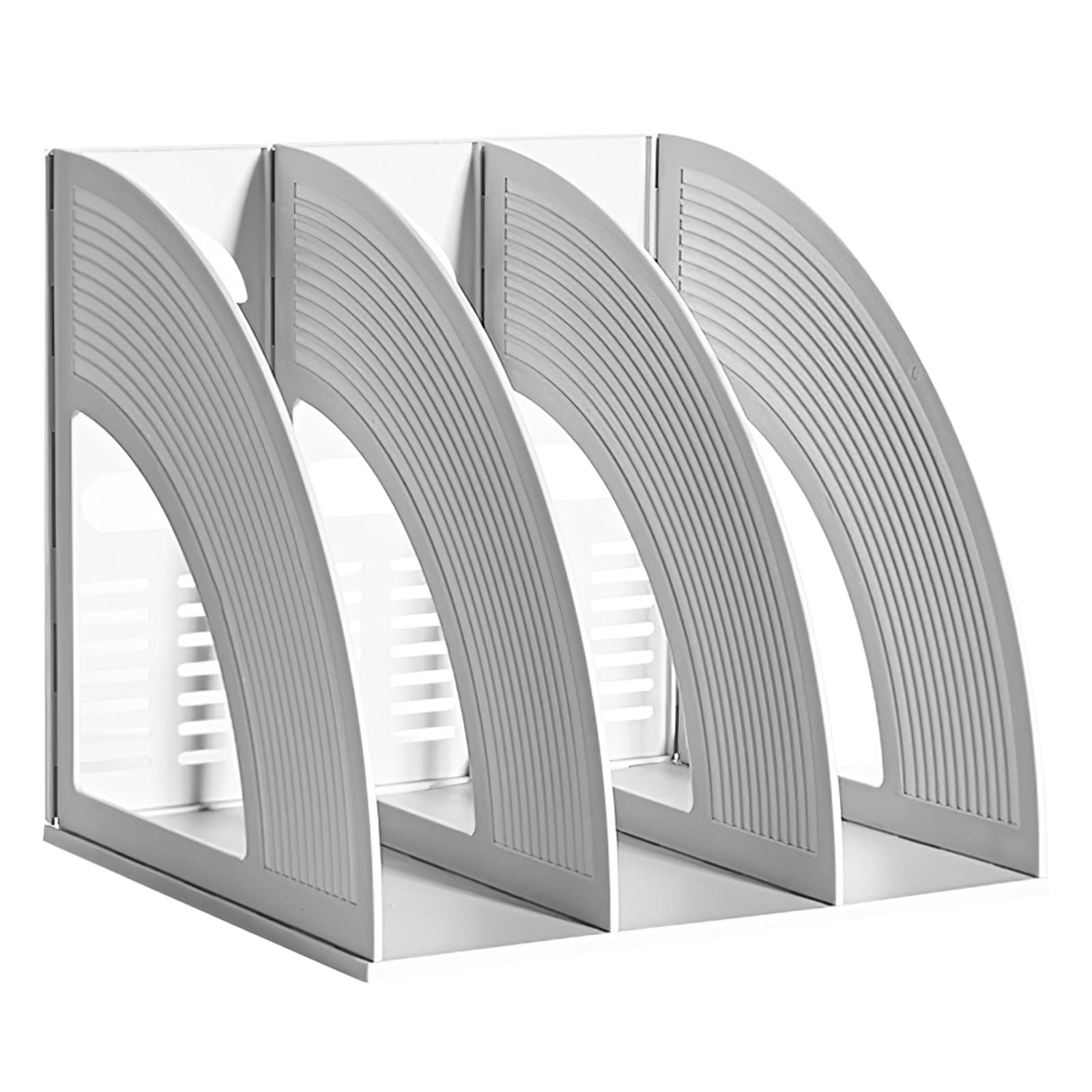 SAYEEC 3-Compartment Magazine File Holder - Gray Desktop Organizer for Office, Home & School | Magazine Storage, Book & Binder Stand | Perfect for Bookshelf, Desk & Workspace Organization