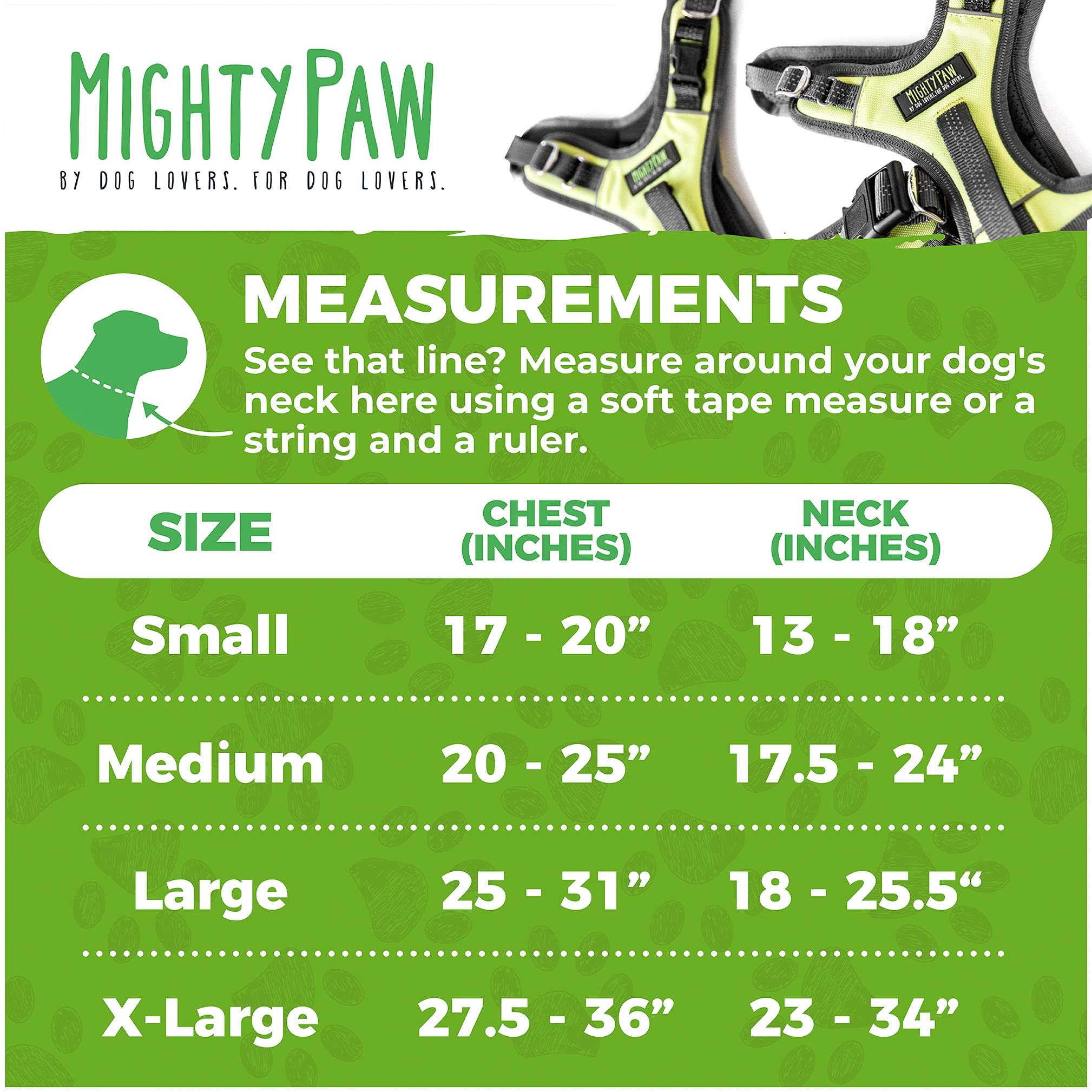 Mighty Paw Sport Harness 2.0 - Adjustable No-Pull Dog Harness with Padded Chest & Reflective Stitching - Small Green Pet Vest for Walking, Running, Hiking & Car Travel - Secure & Comfortable Outdoor Dog Gear
