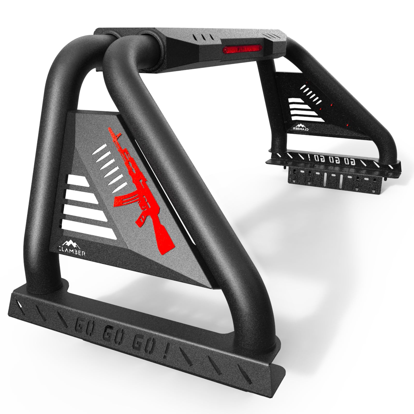 CLAMBER Adjustable Roll Bar for Full-Size Pickup Trucks - Sport Bar Chase Rack with LED Brake Lights - Compatible with Ford F-150, Chevy Silverado, GMC Sierra, Ram 1500, Nissan Titan XD, Toyota Tundra - Perfect for Off-Roading & Truck Bed Organization