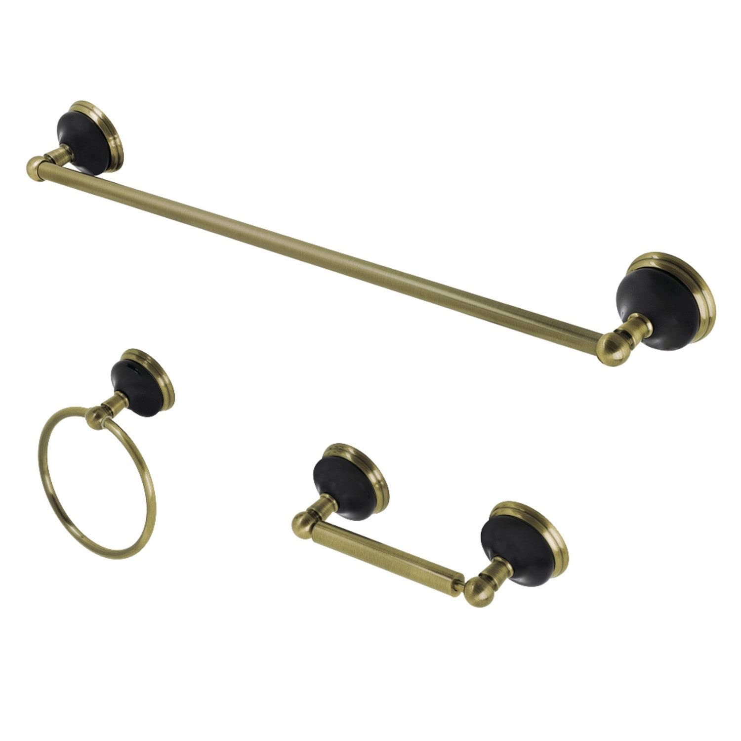 Kingston Brass Water Onyx 3-Piece Bathroom Hardware Set in Antique Brass - Shower, Sink & Tub Fixtures for Vintage Bathroom Decor