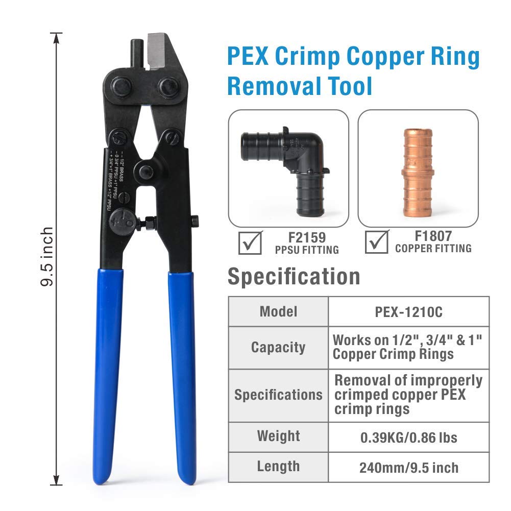 Premium iCrimp PEX Copper Ring Crimp Tool Kit with Crimp Ring Cutter - Professional Plumbing Tool Set for PEX Pipe Installation, Repair & DIY Projects - Perfect for Home Renovation, Water Supply Systems & HVAC Work