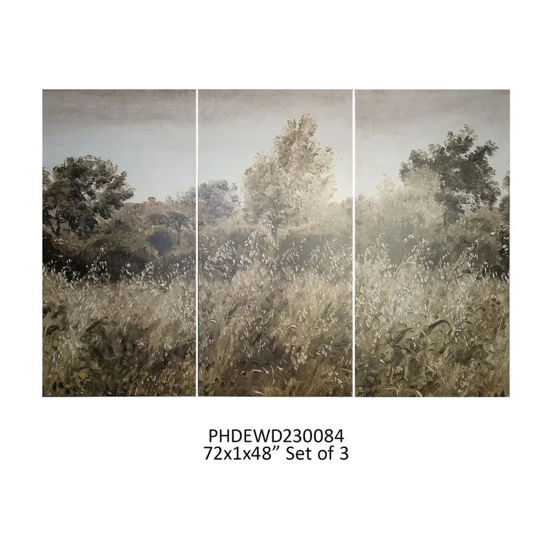 Lowland Meadow Triptych Print Set - Stunning Landscape Wall Art for Living Room, Bedroom & Office Decor | Nature Inspired Canvas Paintings
