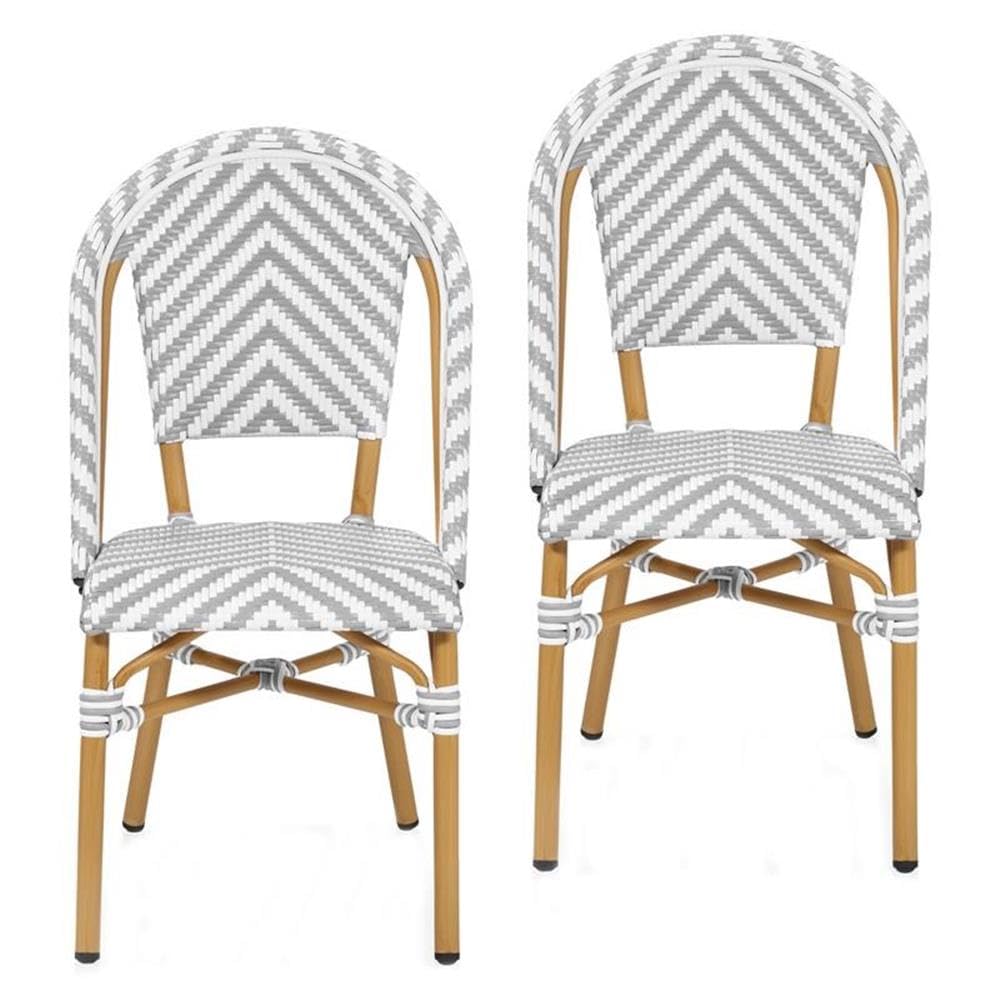 Acti Modern Aluminum Patio Dining Chairs (Set of 2) - Gray Outdoor Furniture for Garden, Poolside & Backyard Dining - Weather-Resistant & Comfortable