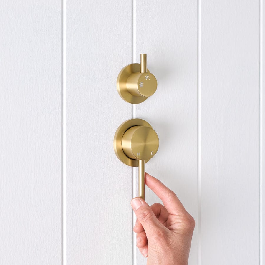 Sydney Shower Diverter and Mixer in Brushed Brass Finish - Perfect for Bathroom Renovation and Modern Home Decor