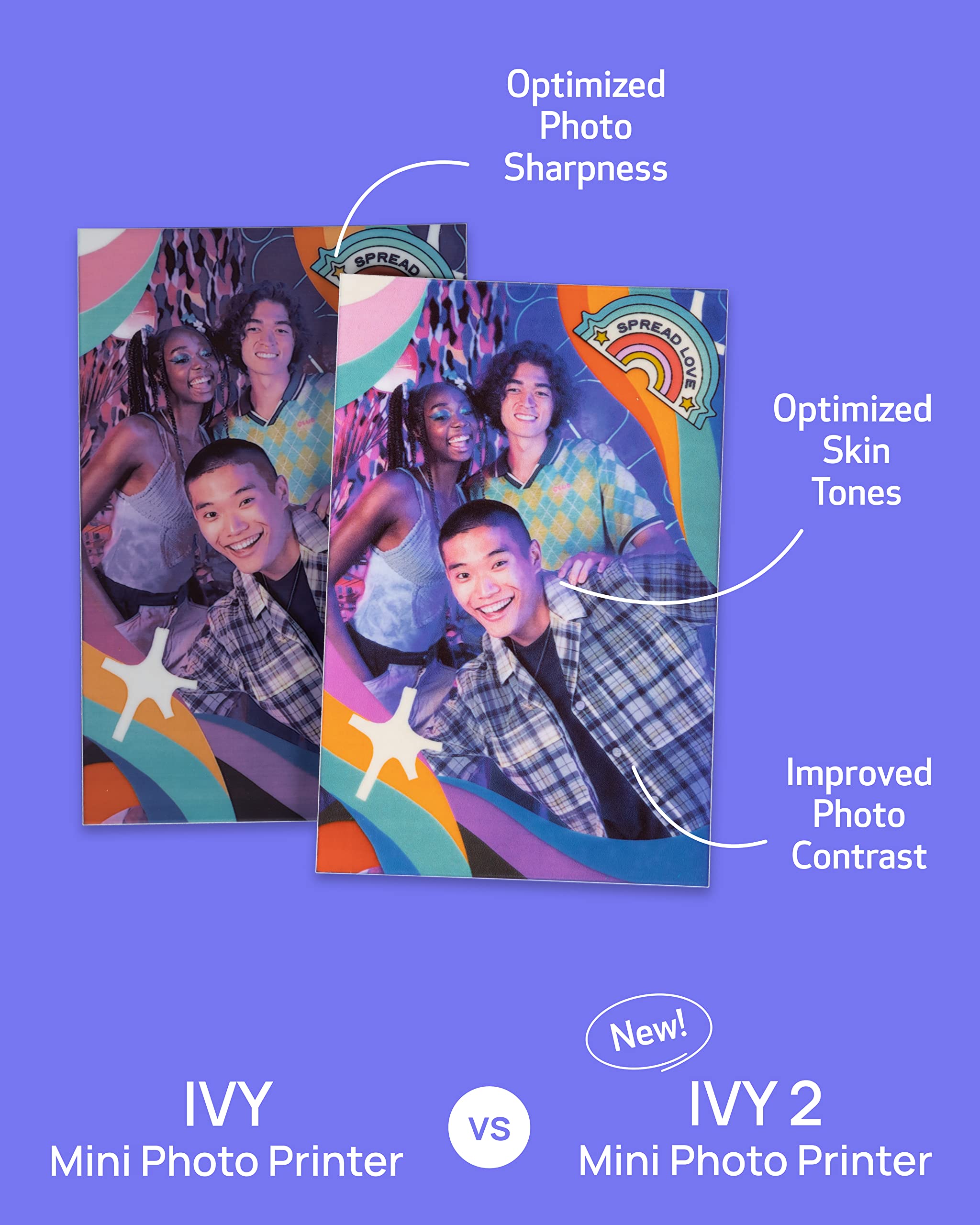 Canon IVY 2 Mini Photo Printer - Wireless Portable Zink Printer for iPhone & Android, Sticky-Back Instant Prints with 20-Sheet Photo Paper Pack - Perfect for Travel, Scrapbooking & DIY Projects