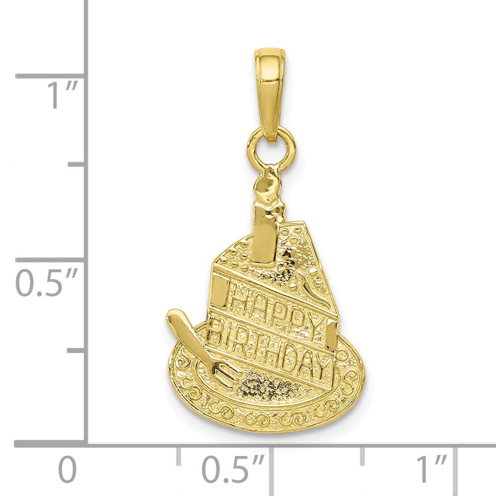 10k Yellow Gold Slice of Cake with Candle Happy Birthday Pendant - Elegant Jewelry Gift for Women, Birthday Celebration, Anniversary & Special Occasions