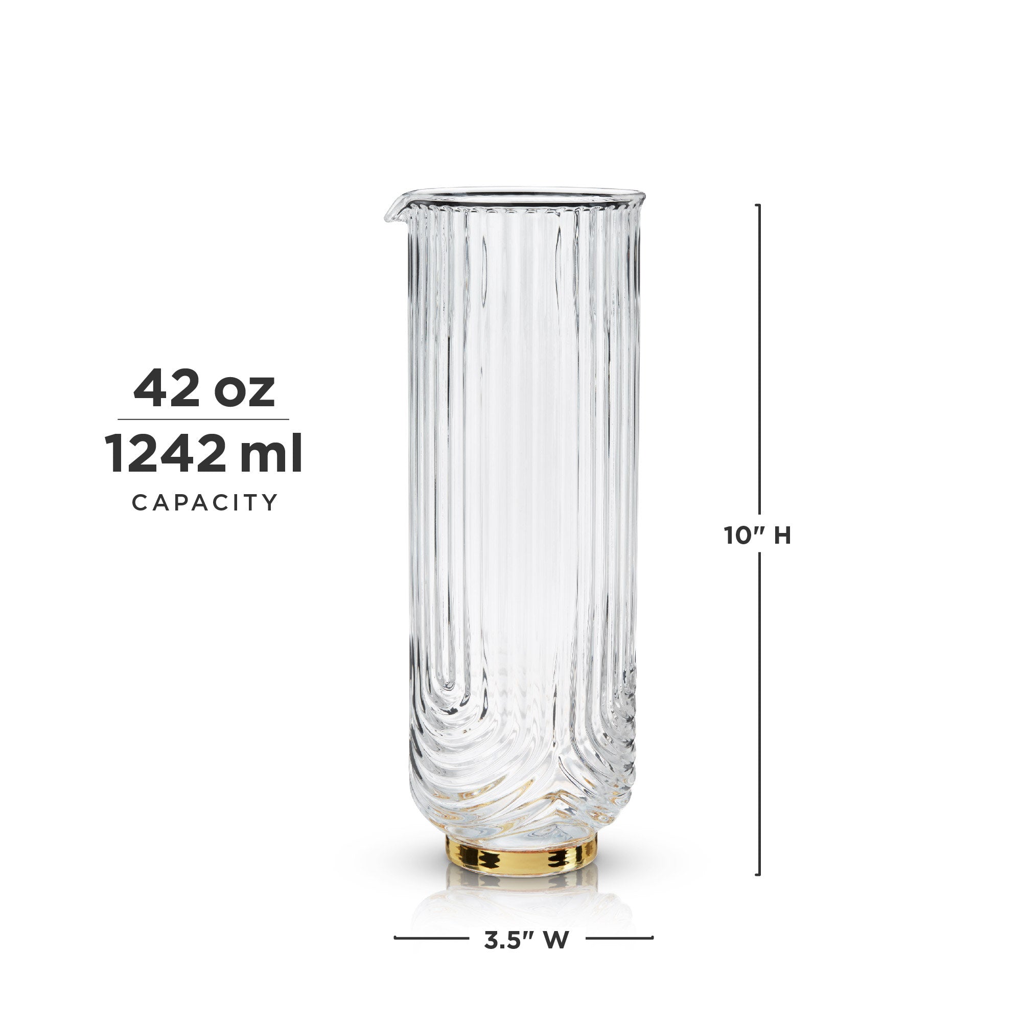 Premium Gatsby Glass Carafe with Elegant Design - 34oz/1L Pitcher for Water, Juice & Iced Tea - Perfect for Home, Office & Entertaining Guests - BPA-Free, Dishwasher Safe Glass Beverage Dispenser