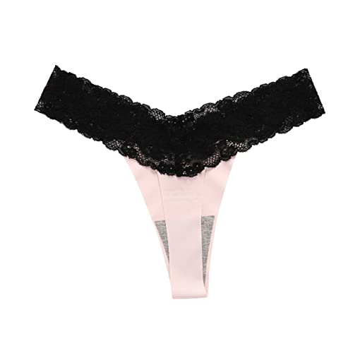 **Sexy Lace Cotton Thongs for Women - Breathable No-Show T-Back Tanga Panties - Comfortable & Pleasure Underwear (Pink, Size S) - Perfect for Date Nights & Intimate Moments**