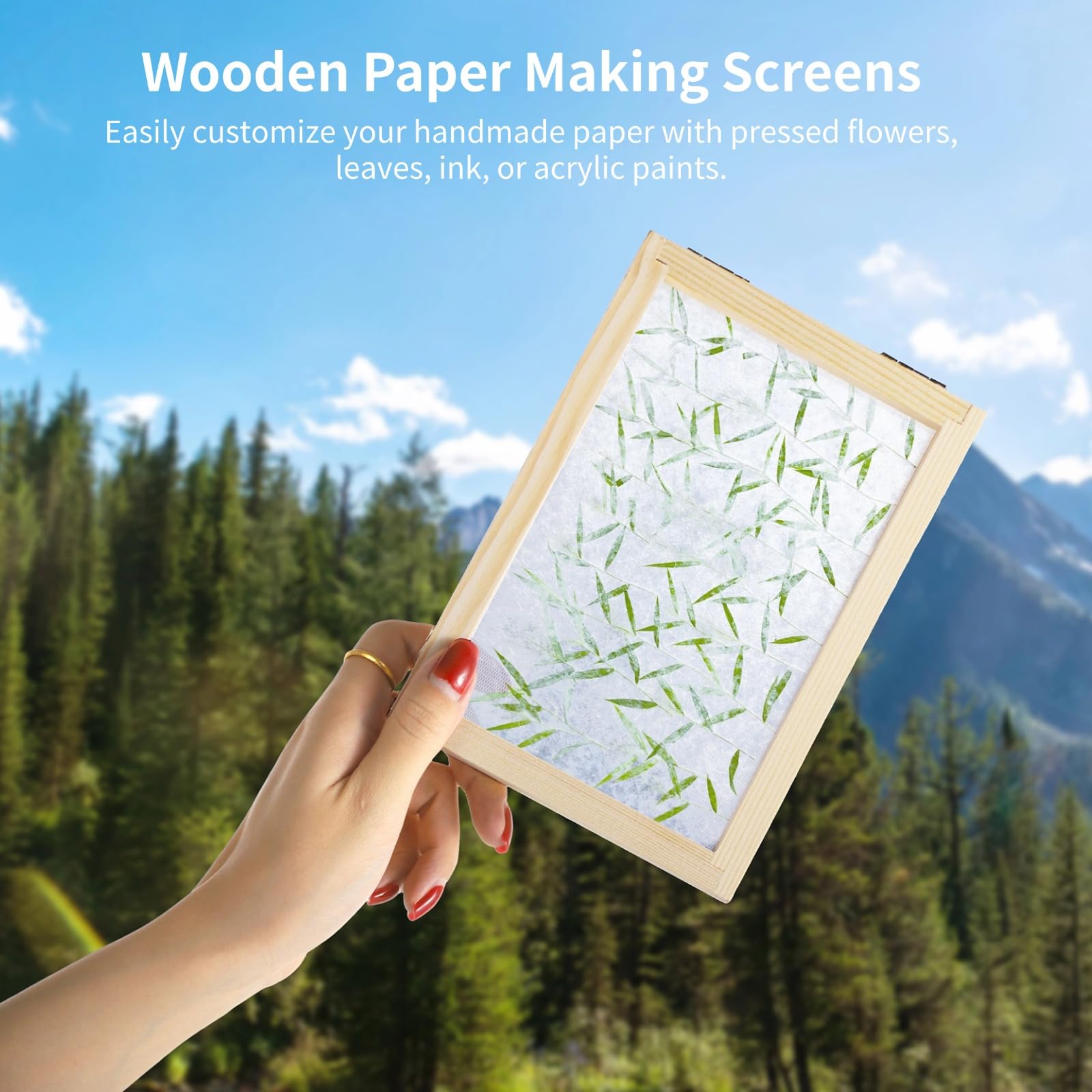 Homaisson 10 Pcs 5''x7'' Paper Making Frame Kit - Wooden Paper Mould Deckles with Mesh Screens for DIY Handcraft Paper, Scrapbooking & Card Making Supplies (Perfect for Homemade Stationery & Art Projects)