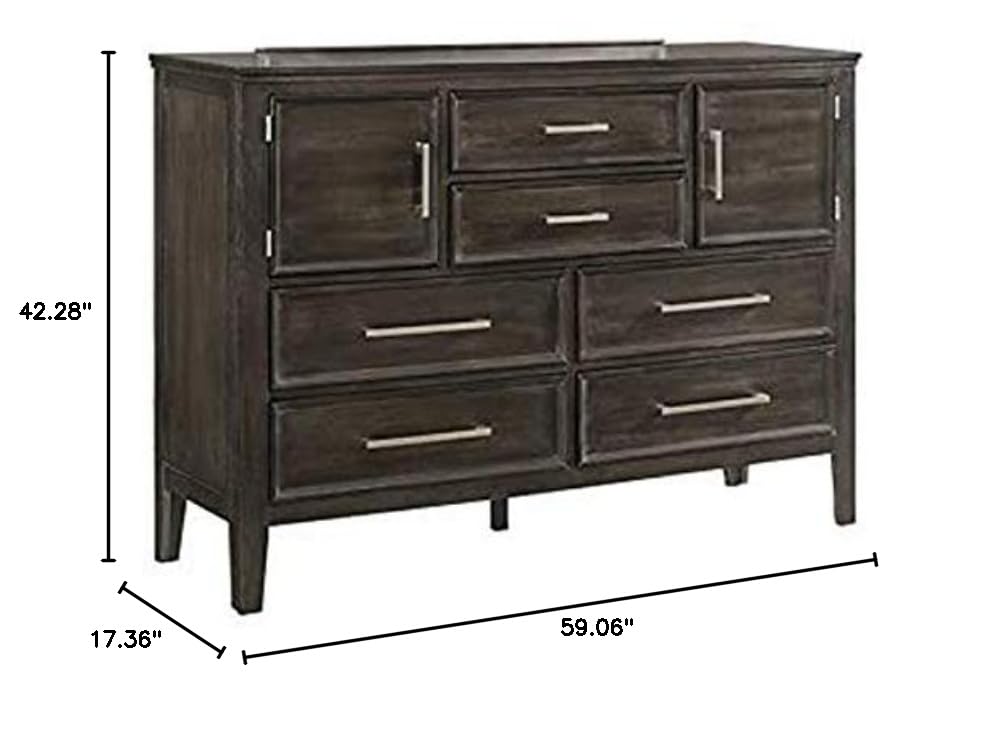 New Classic Furniture Andover Solid Wood 6-Drawer Dresser in Nutmeg Finish - Perfect for Bedroom Storage & Organization