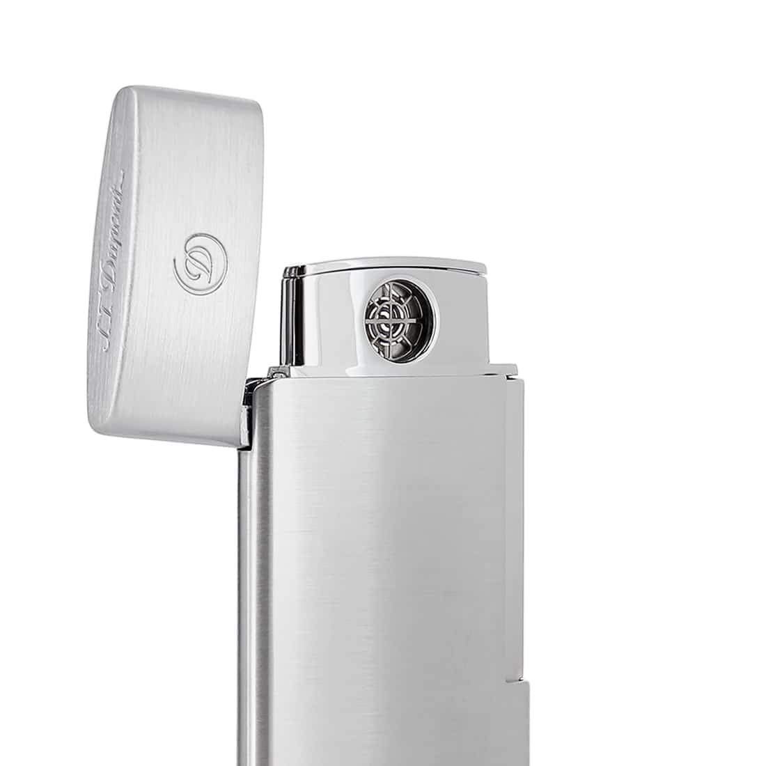 ST Dupont E-Slim Premium Butane Lighter in Brushed Chrome Finish - Perfect for Cigars, Cigarettes & Luxury Gifting