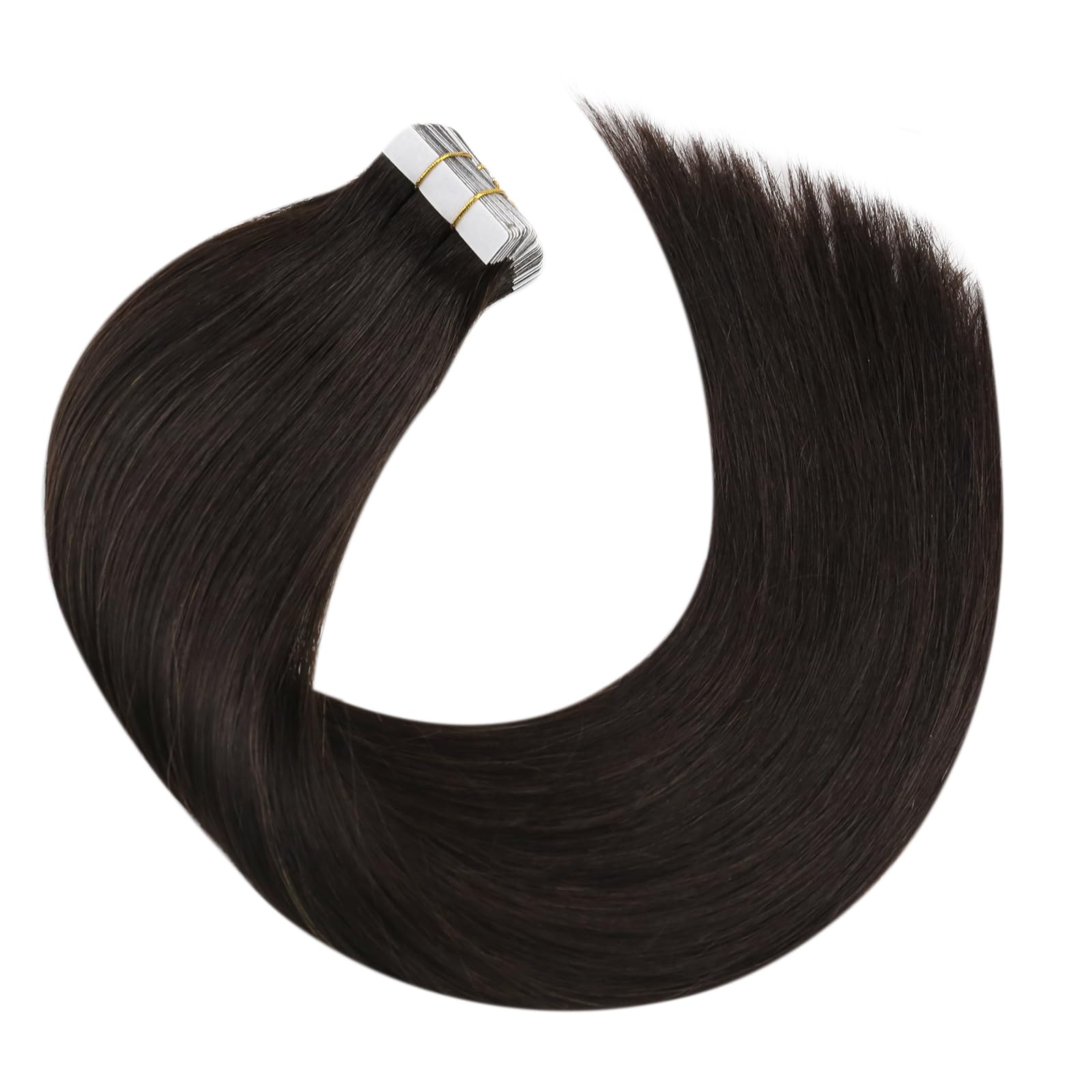 Premium 22 Inch Darkest Brown (#2) Real Human Hair Tape-In Extensions - 20pcs 50g Seamless & Glue-Free for Natural Look | Perfect for Daily Wear, Parties & Special Occasions