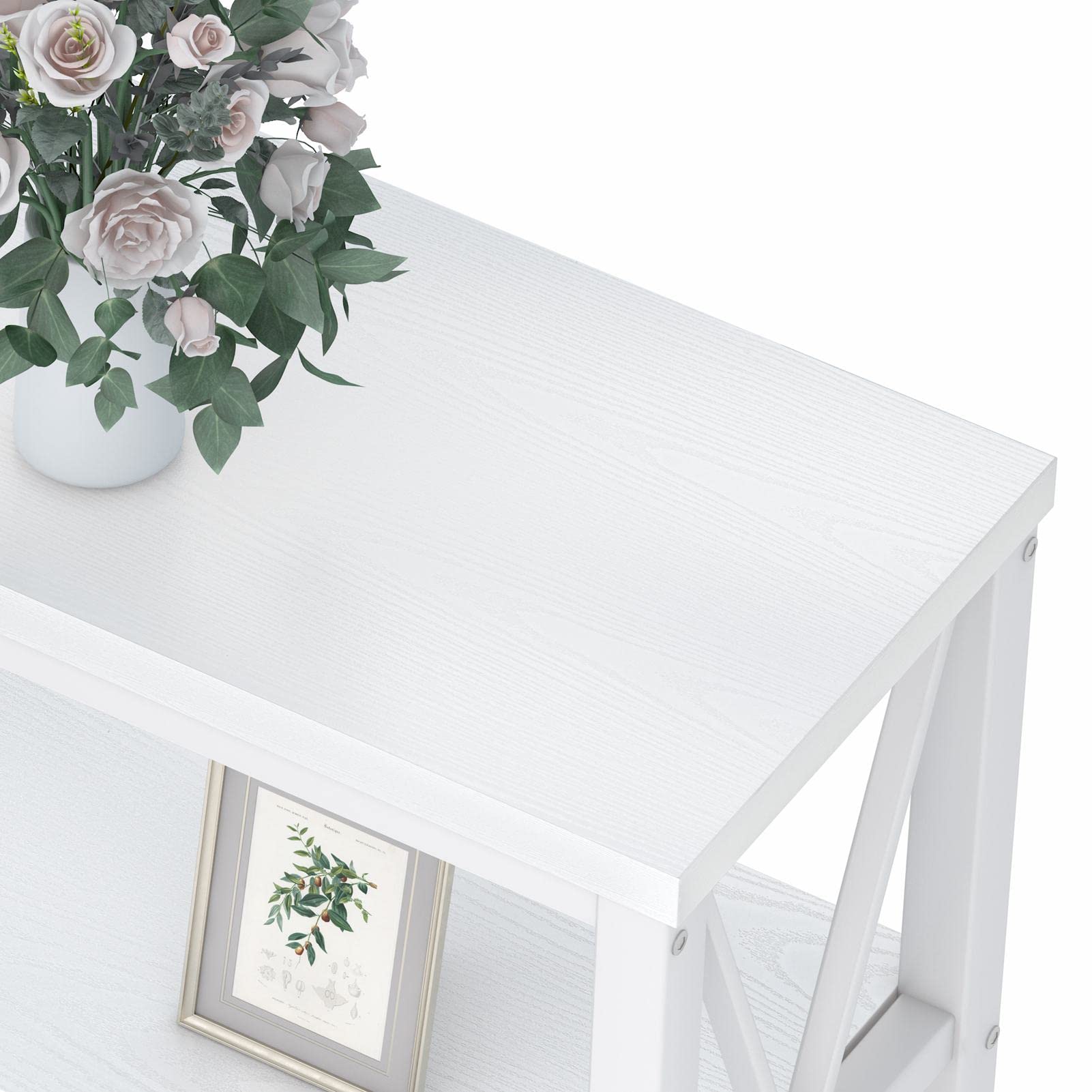 FATORRI 55 Inch Rustic White Oak Console Table with 3 Tier Shelves - Entryway Sofa Table, Modern Hallway & Living Room Furniture for Home Decor | Perfect for Small Spaces, Apartments & Farmhouse Style