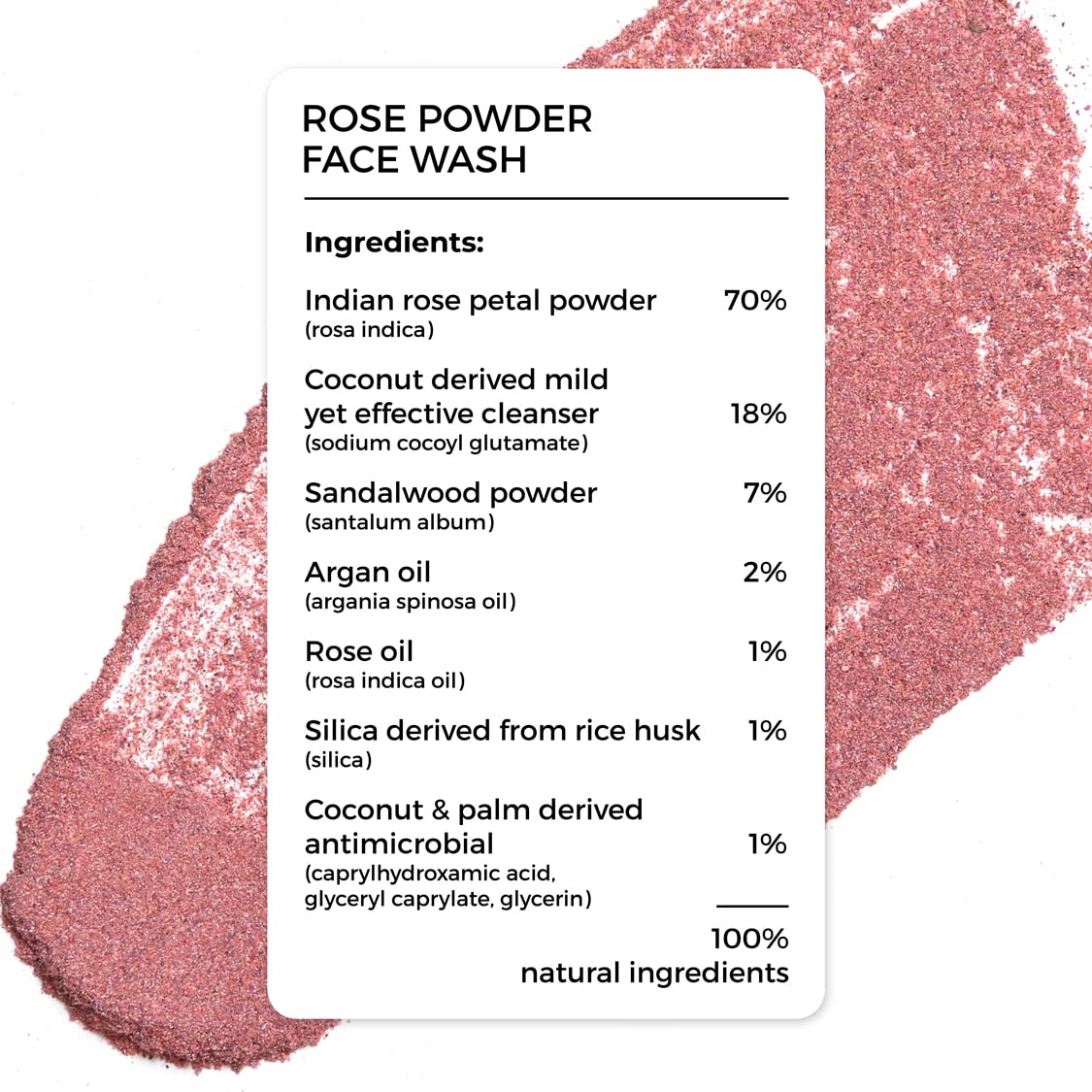 Brillare Rose Face Wash - Anti-Aging, Hydrating Natural Powder Cleanser with Sandalwood & Coconut | Reduces Wrinkles & Improves Skin Elasticity | 100% Organic 15g Face Wash for Glowing Skin - Perfect for Daily Skincare Routine & Travel