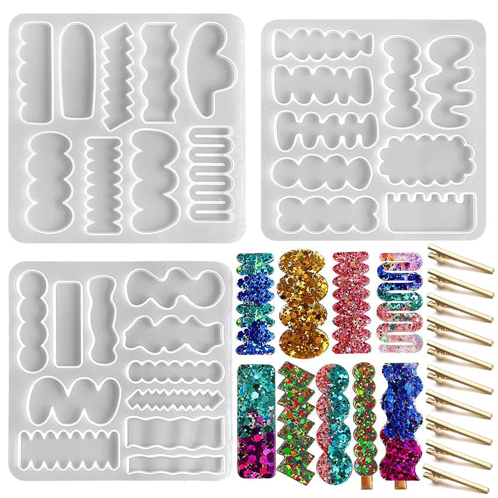 RESINWORLD Silicone Hair Clip Molds for Epoxy Resin Casting - DIY Hairpin Jewelry Making Tools - Perfect for Crafting Unique UV Resin Accessories, Gifts & Hair Decorations (Great for DIY Projects, Handmade Jewelry & Craft Lovers)