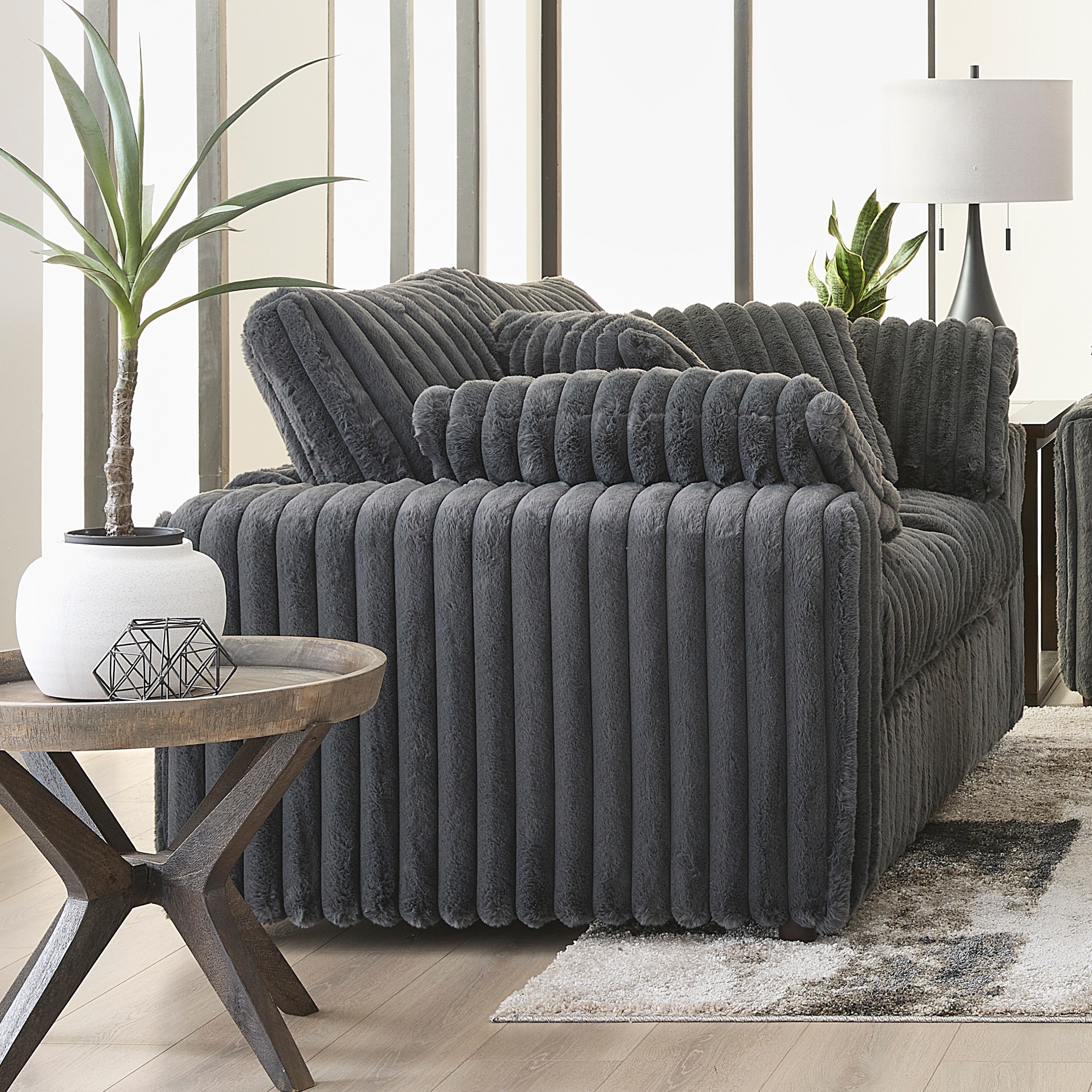 Roundhill Furniture Belvoir Upholstered Stationary Loveseat - Soft Fabric Sofa for Living Room, Small Space & Apartment | Comfortable Two-Seater Couch for Home Decor