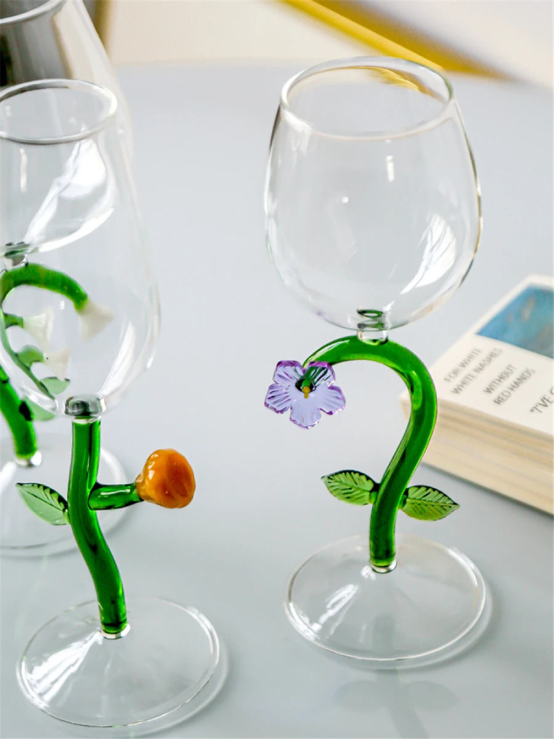Enchanted Garden Wine Glass Set - Elegant Floral Design Stemware for Red & White Wine - Perfect for Weddings, Parties & Romantic Dinners