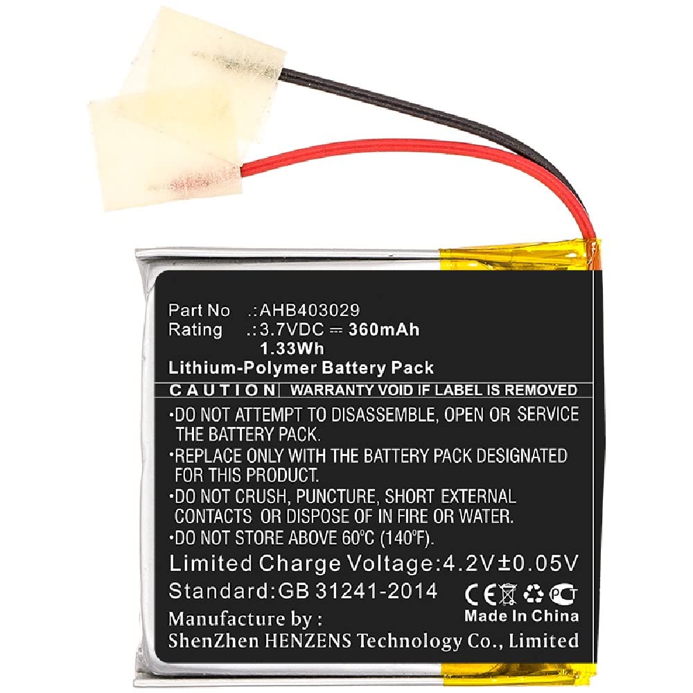 Synergy Digital Wireless Headset Replacement Battery - 3.7V Li-Polymer 360mAh Compatible with AHB403029 Model | Perfect for Office Calls, Remote Work & Customer Service Headsets